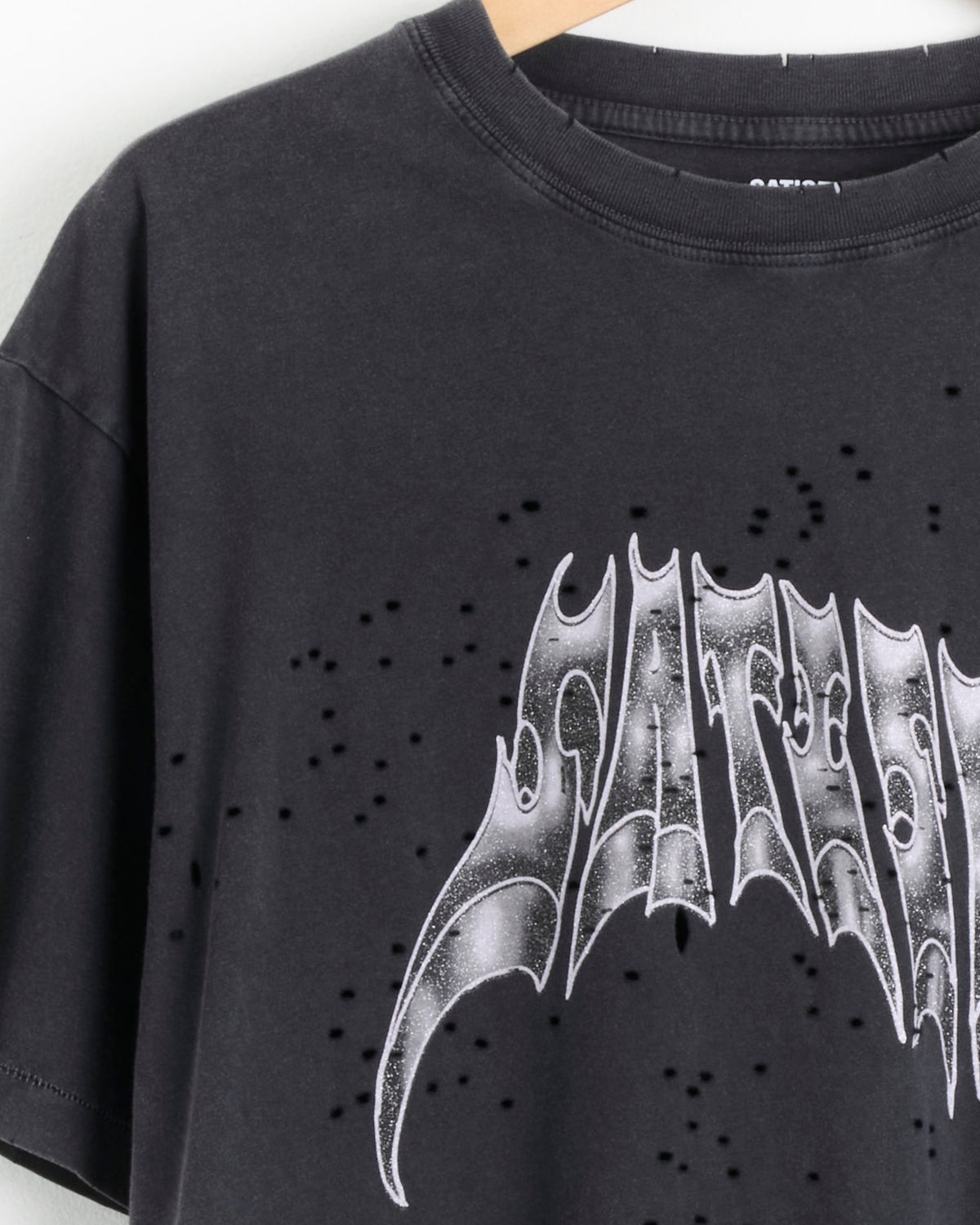 Satisfy Running MothTech T-Shirt - Aged Black AirBrush Glitt / M (290624)