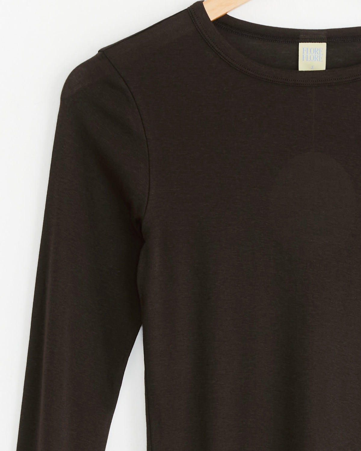 FLORE FLORE Olivia L/S Tee, Dark Brown - Dark Brown / S (290701)