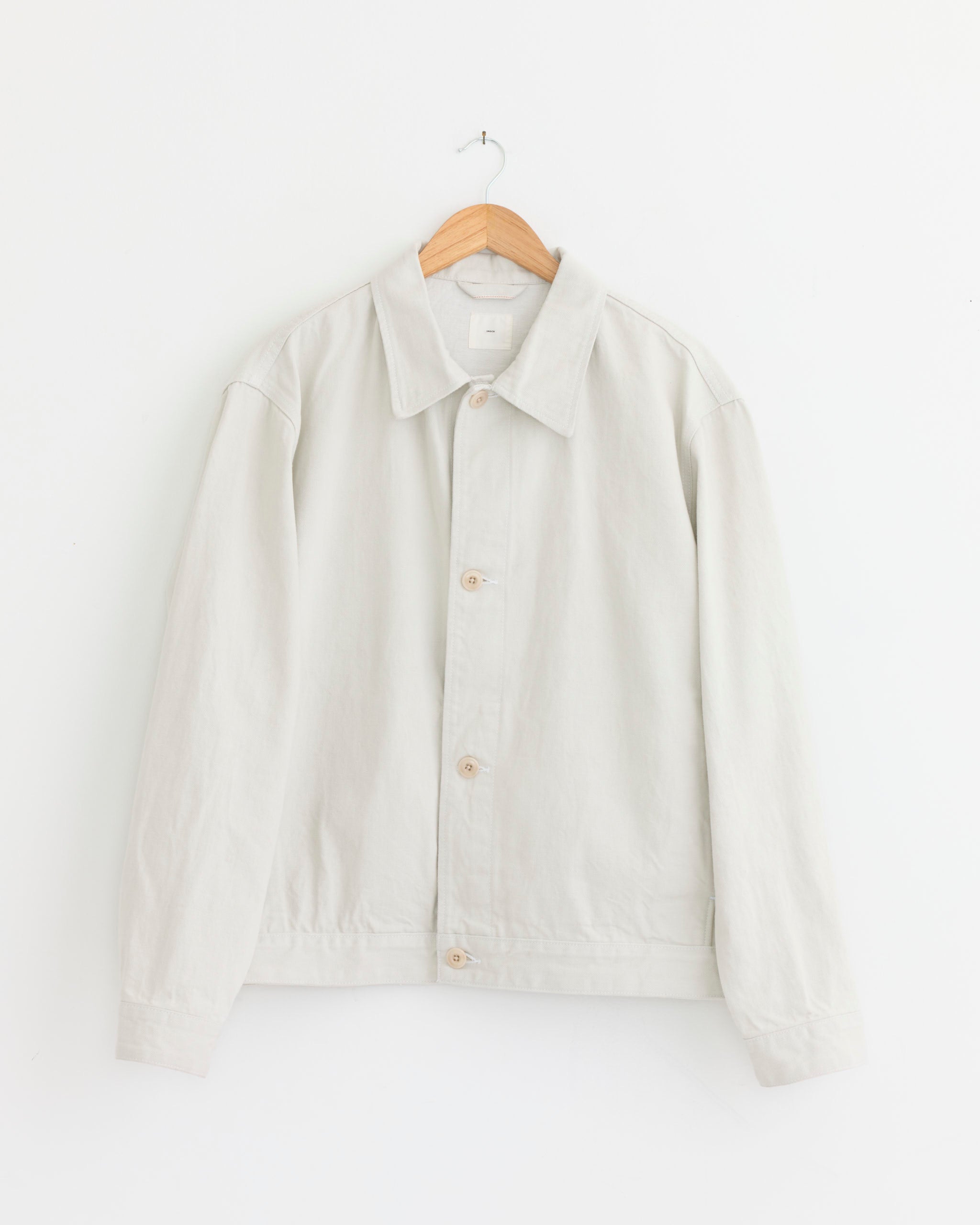 Double Weave Twill Regular Collar Shirt in Ecru