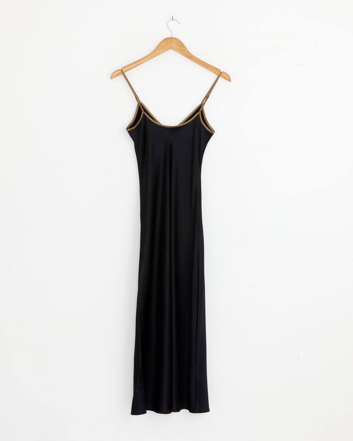 Silk Bias Slip Dress, Black - Black / S (291388)
