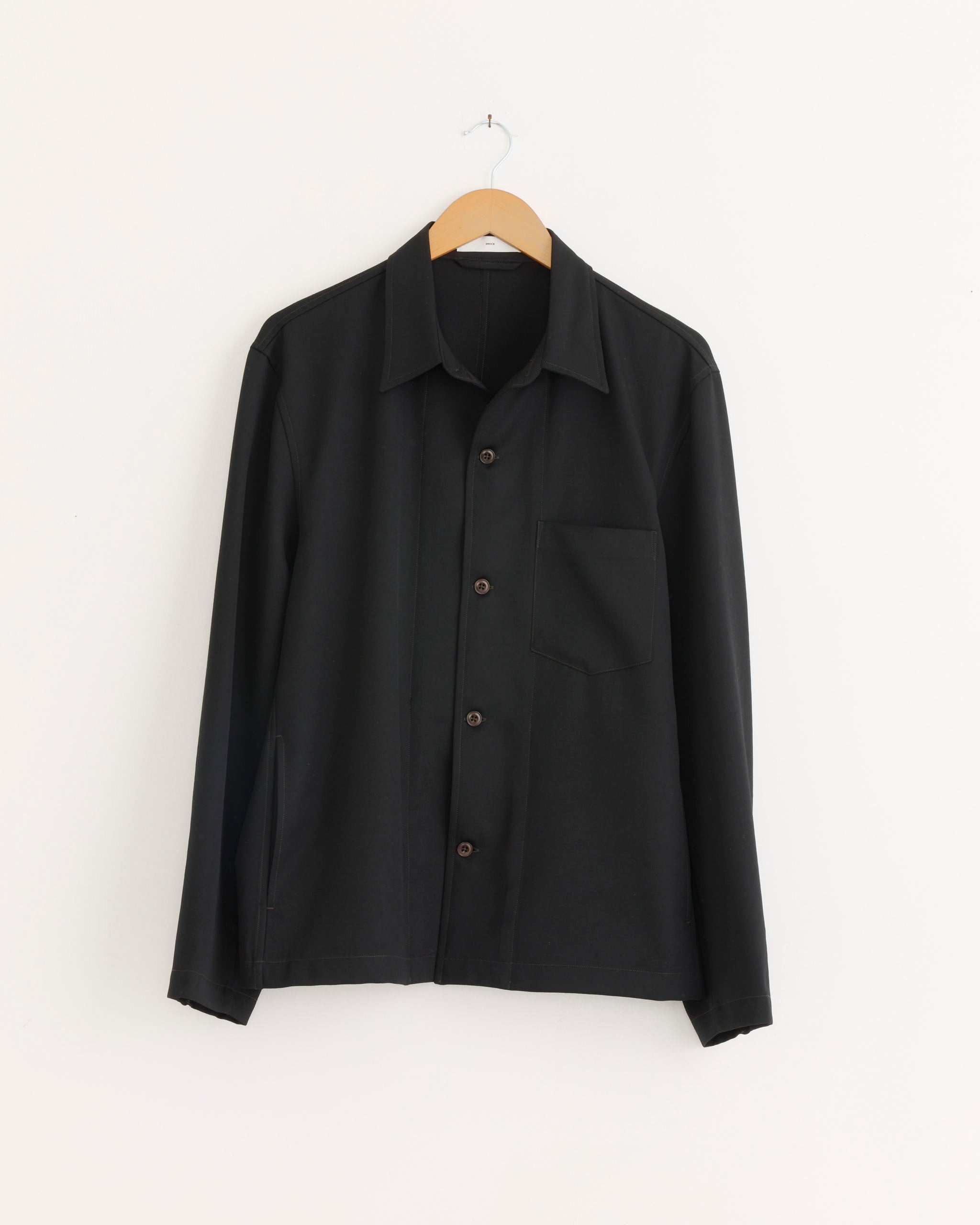 SMOCK Notte Shirt, Wool Gabardine Black - Wool Gabardine Black / M (291434)