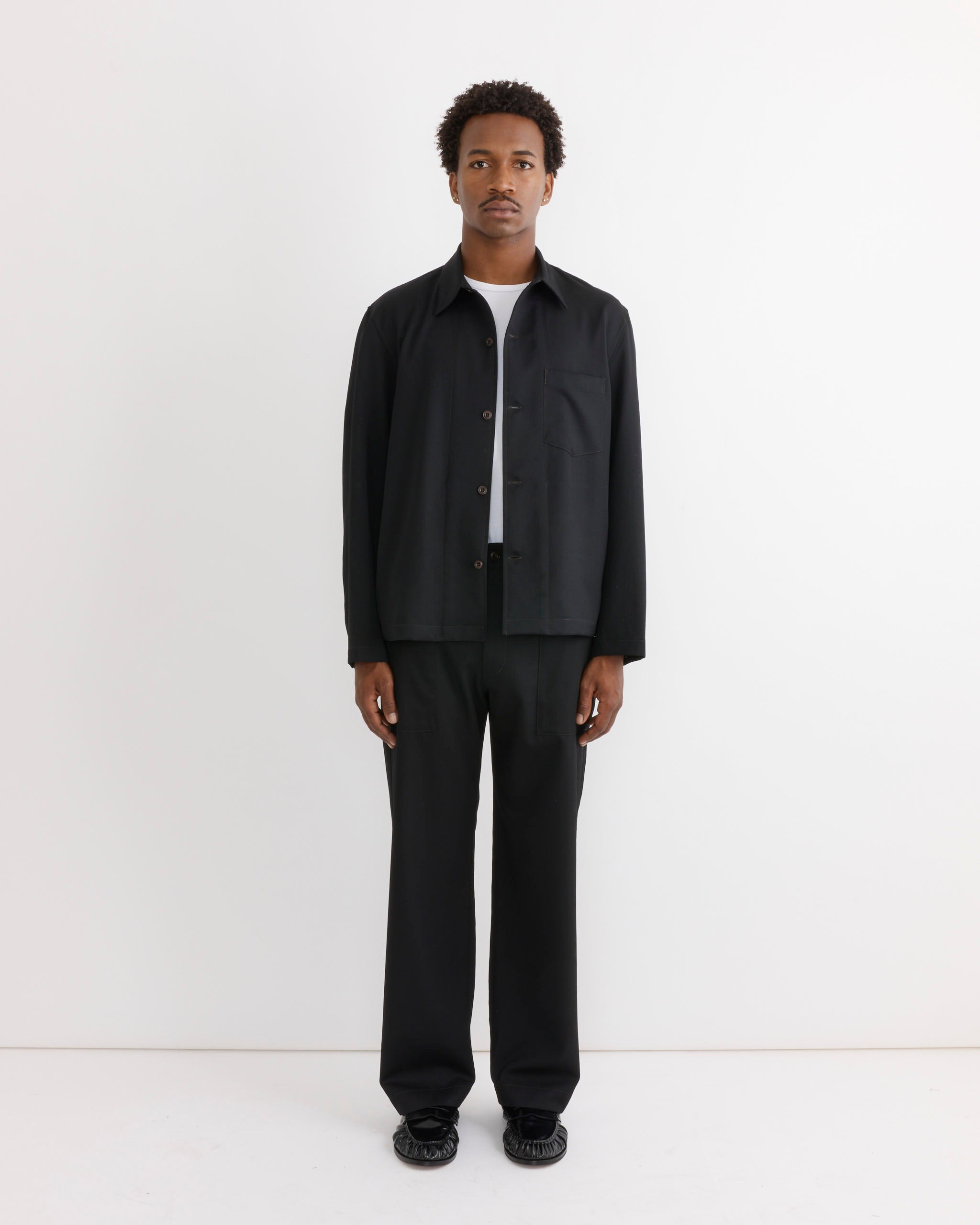 SMOCK Notte Shirt, Wool Gabardine Black - Wool Gabardine Black / M (291434)