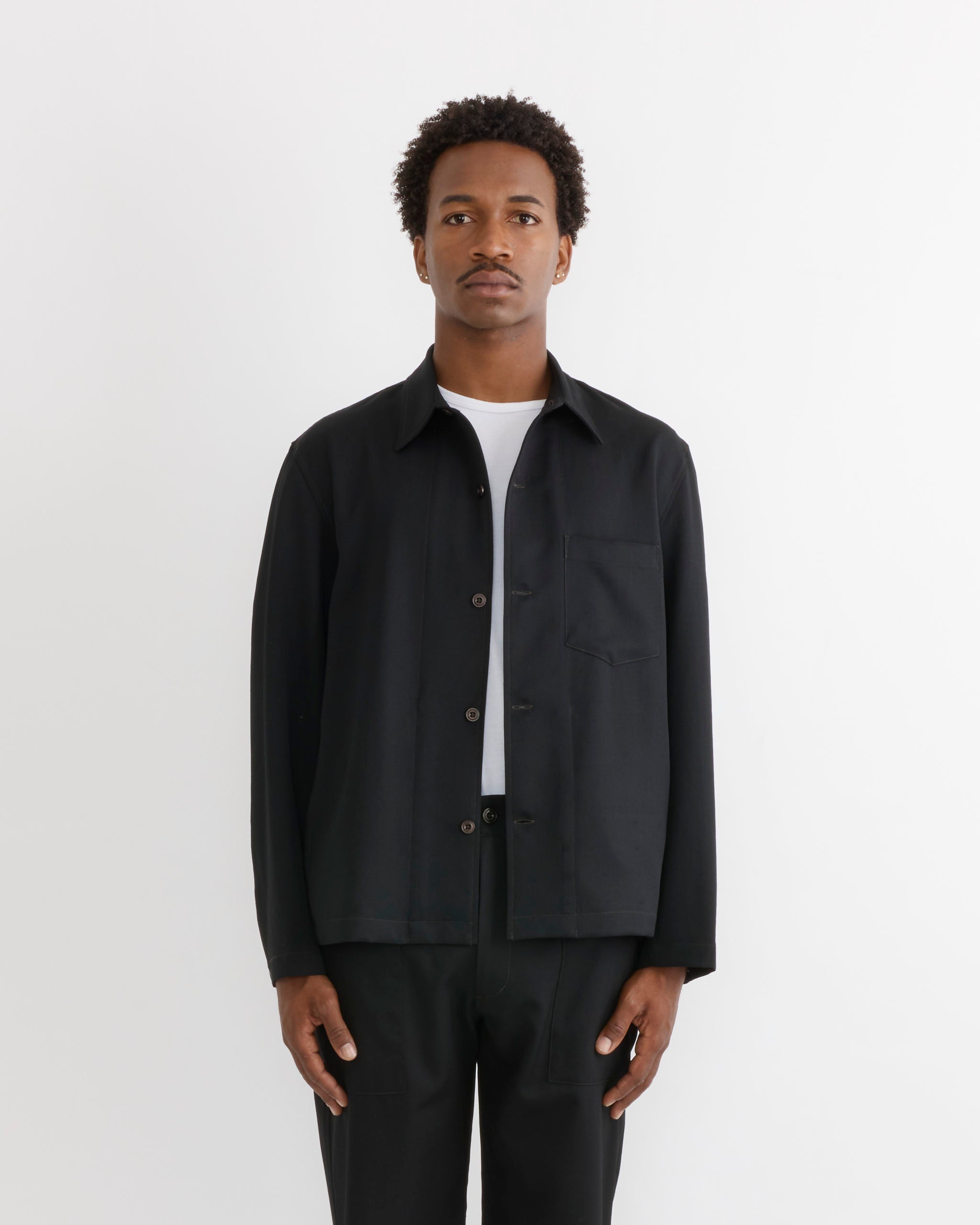 SMOCK Notte Shirt, Wool Gabardine Black - Wool Gabardine Black / M (291434)