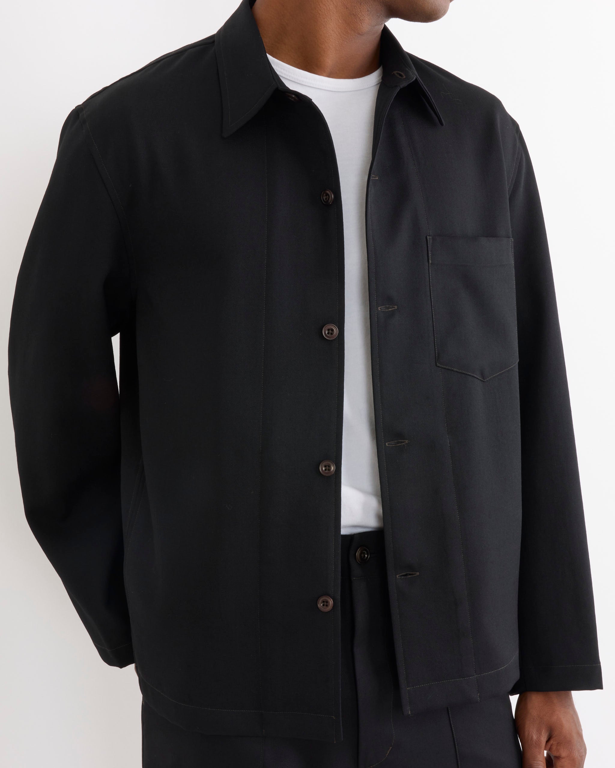 SMOCK Notte Shirt, Wool Gabardine Black - Wool Gabardine Black / M (291434)