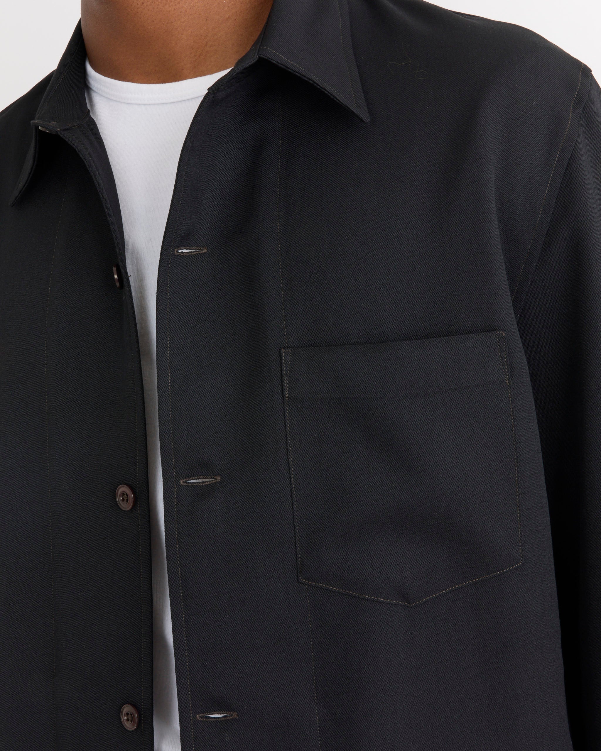 SMOCK Notte Shirt, Wool Gabardine Black - Wool Gabardine Black / M (291434)