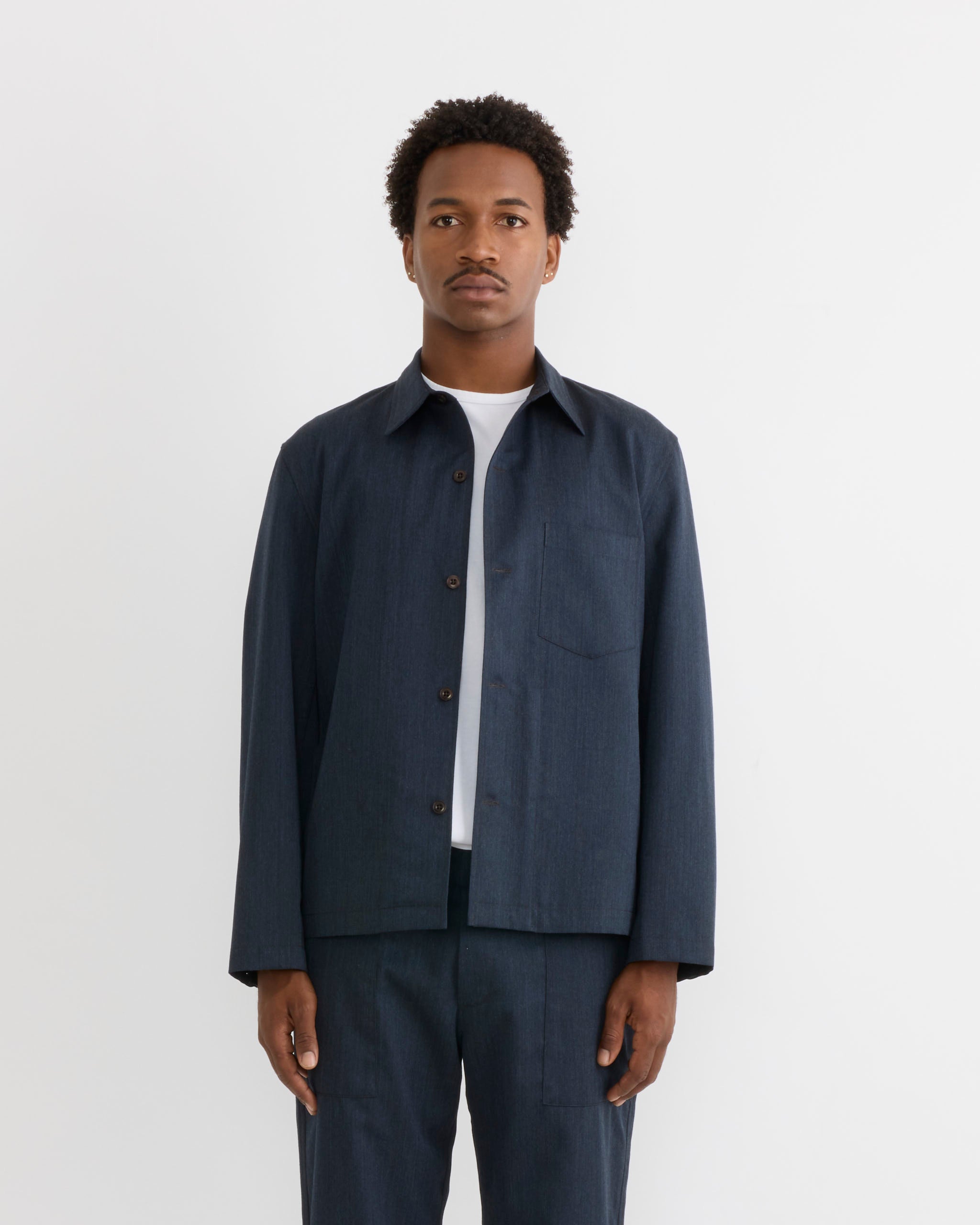 SMOCK Notte Shirt, Wool Gabardine Heather Navy - Wool Gabardine Heather Navy / M (291438)