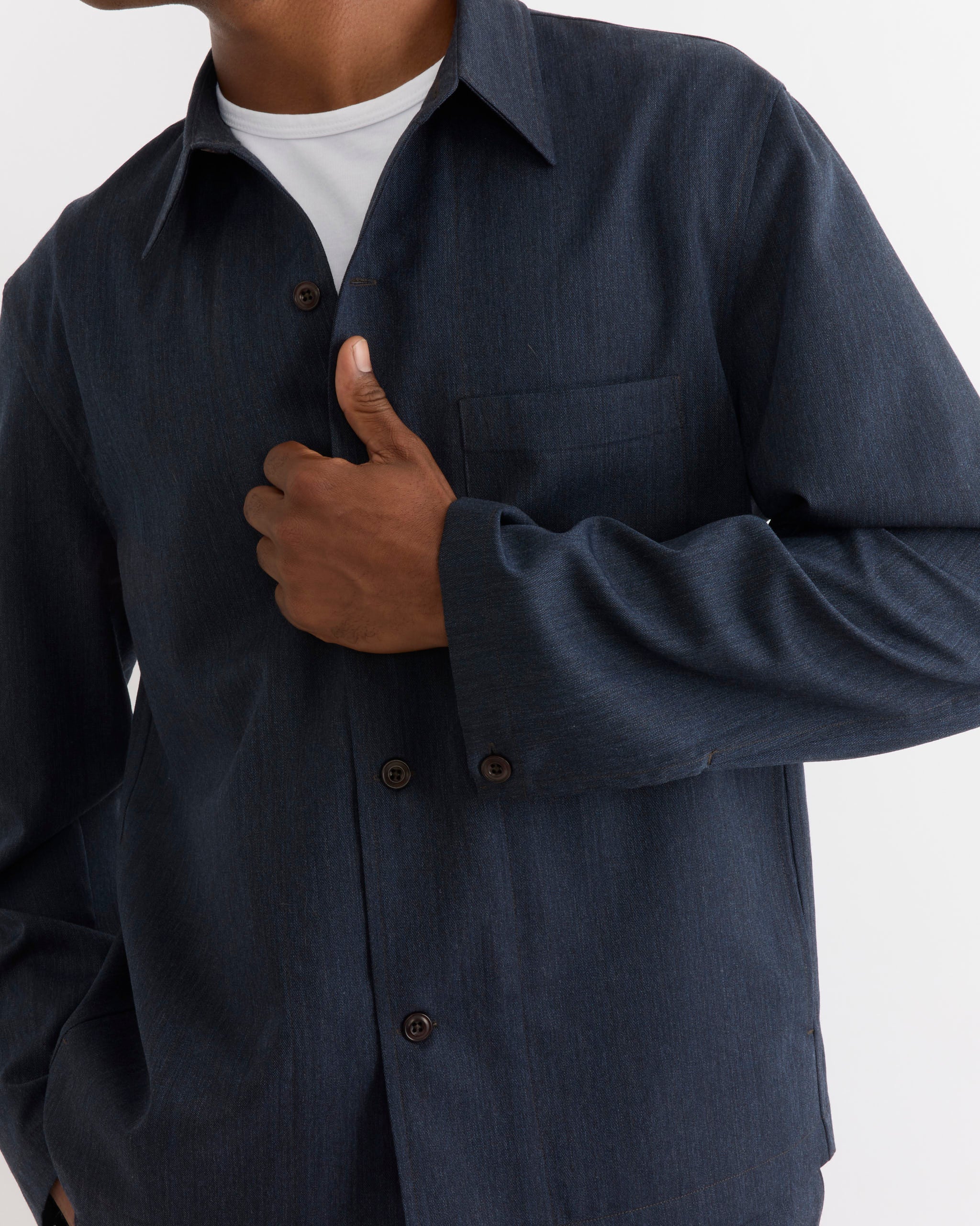 SMOCK Notte Shirt, Wool Gabardine Heather Navy - Wool Gabardine Heather Navy / M (291438)