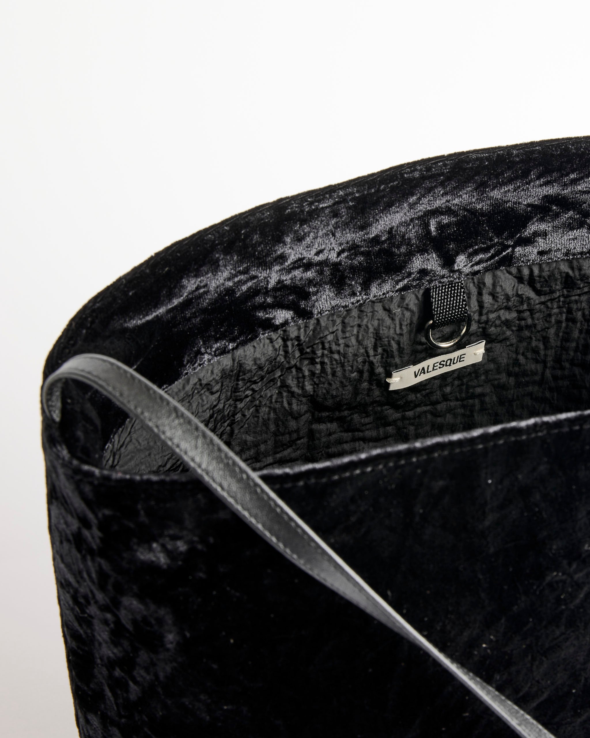 Valesque Bucket Bag - Crushed Velvet Black - OS - Default Title (292689)