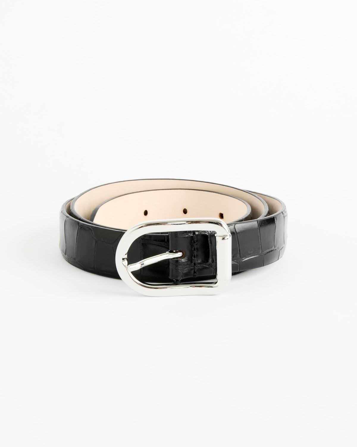 Mija Croco Belt - Black/Silver / S (295065)