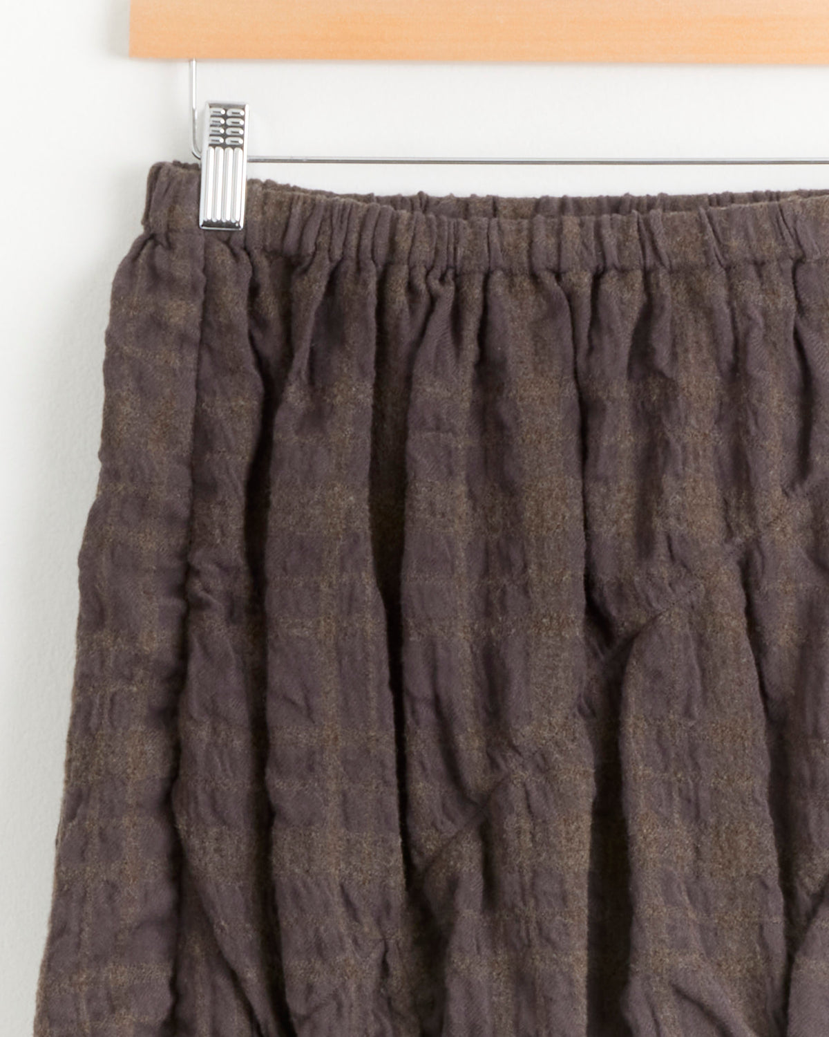 Plaid Shirred Skirt - Marron / 1 (295940)