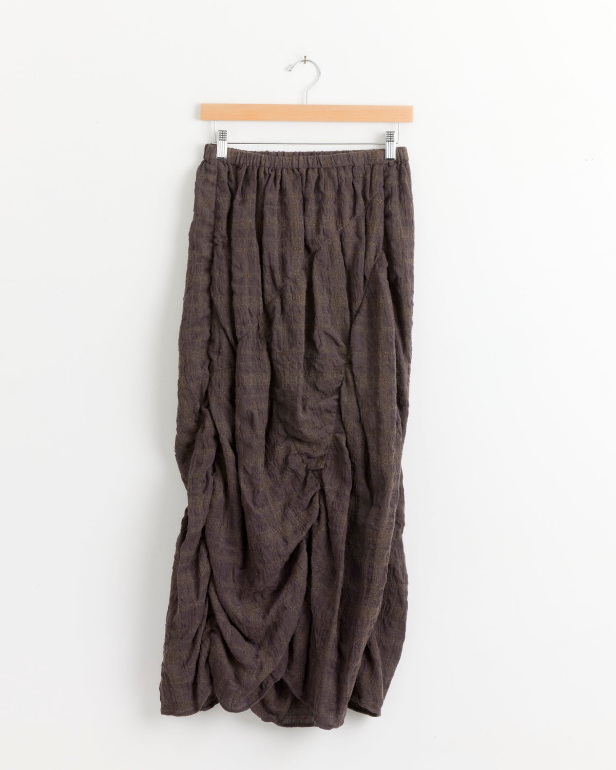 Plaid Shirred Skirt - Marron / 1 (295940)