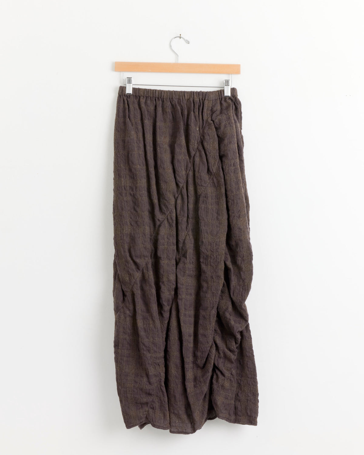 Plaid Shirred Skirt - Marron / 1 (295940)
