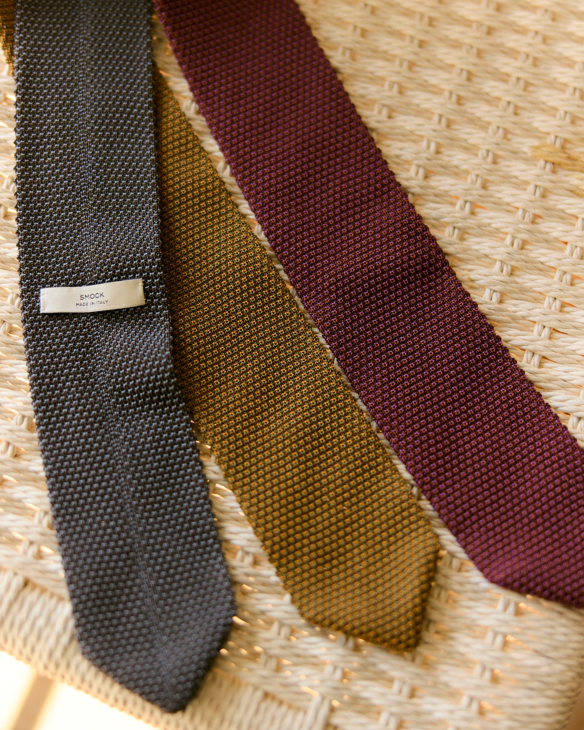 Silk Knit Tie in Brown/Lavender