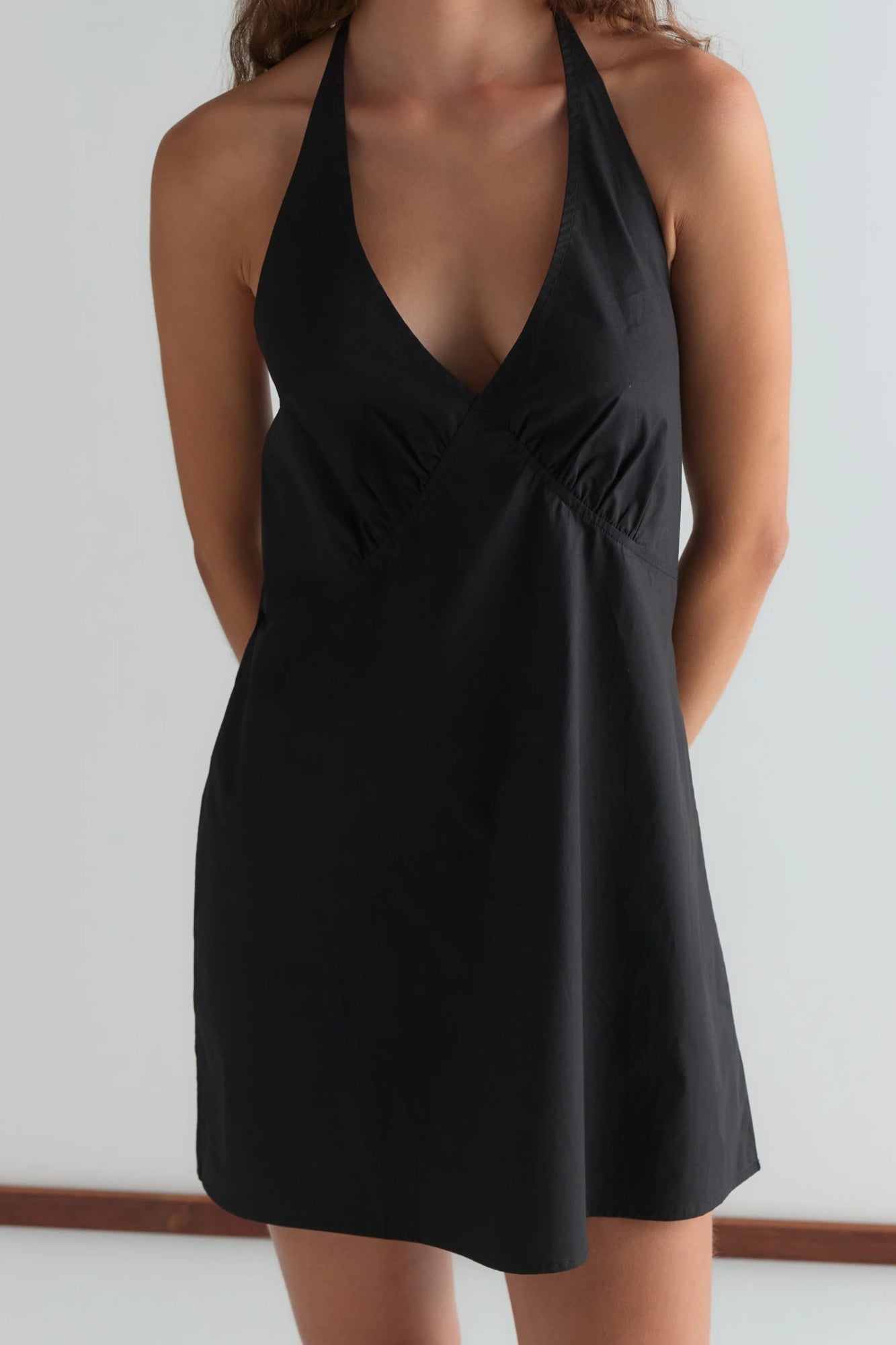 Cinched Halter Dress in Black