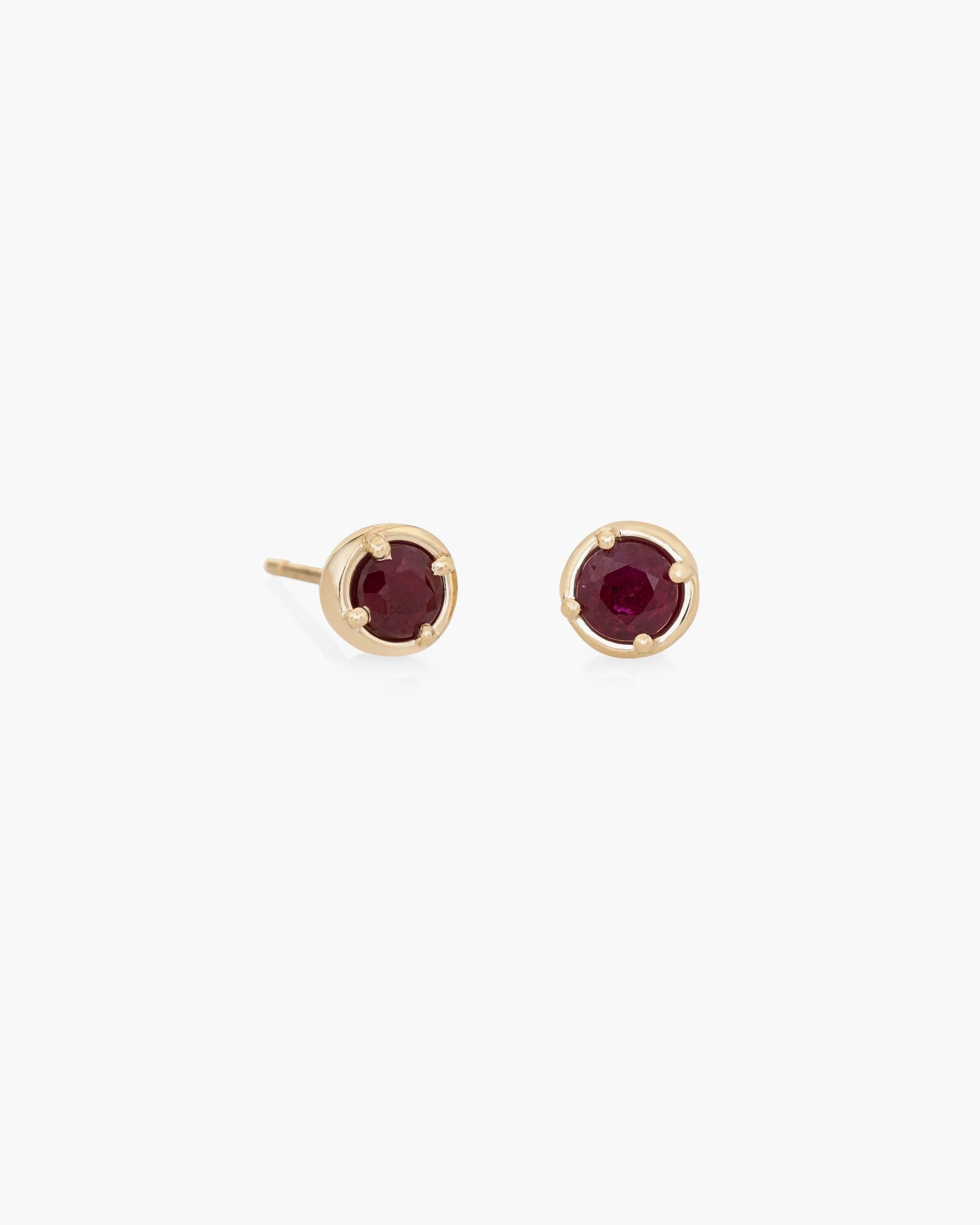 Dot Studs in 14k Yellow Gold / Ruby