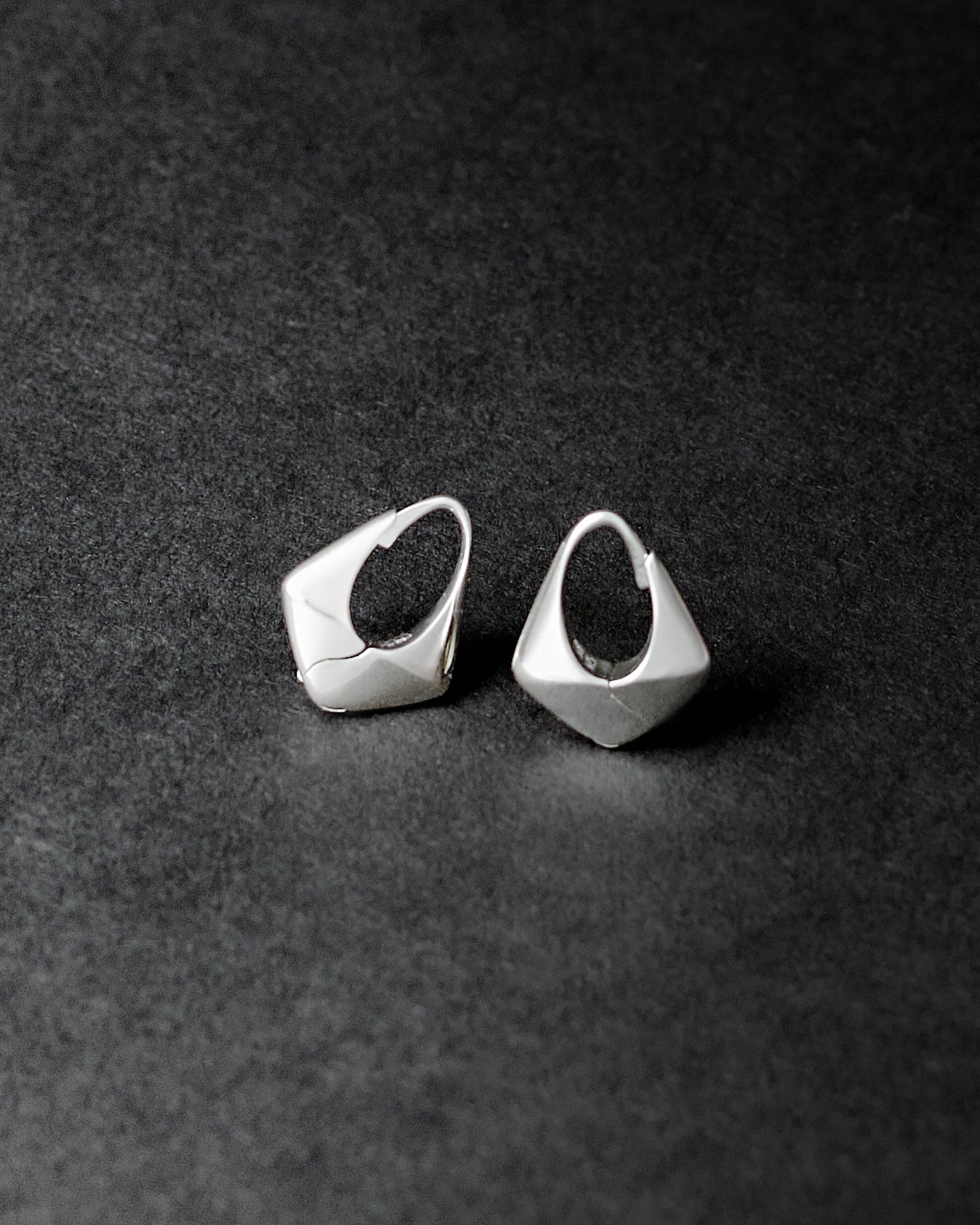 Small Pyramid Hoops in Sterling Silver