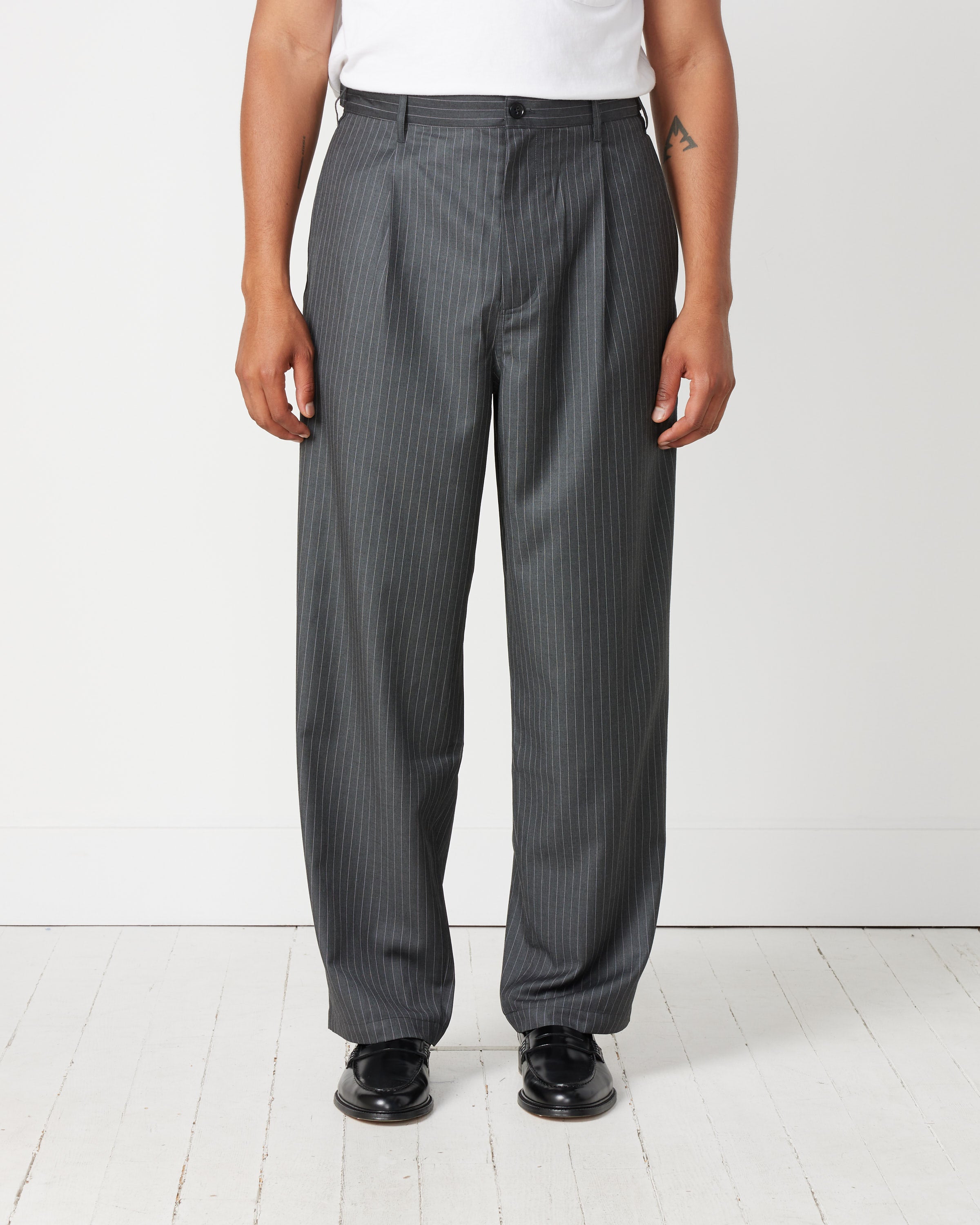 Stripe Volume Pleated Trouser