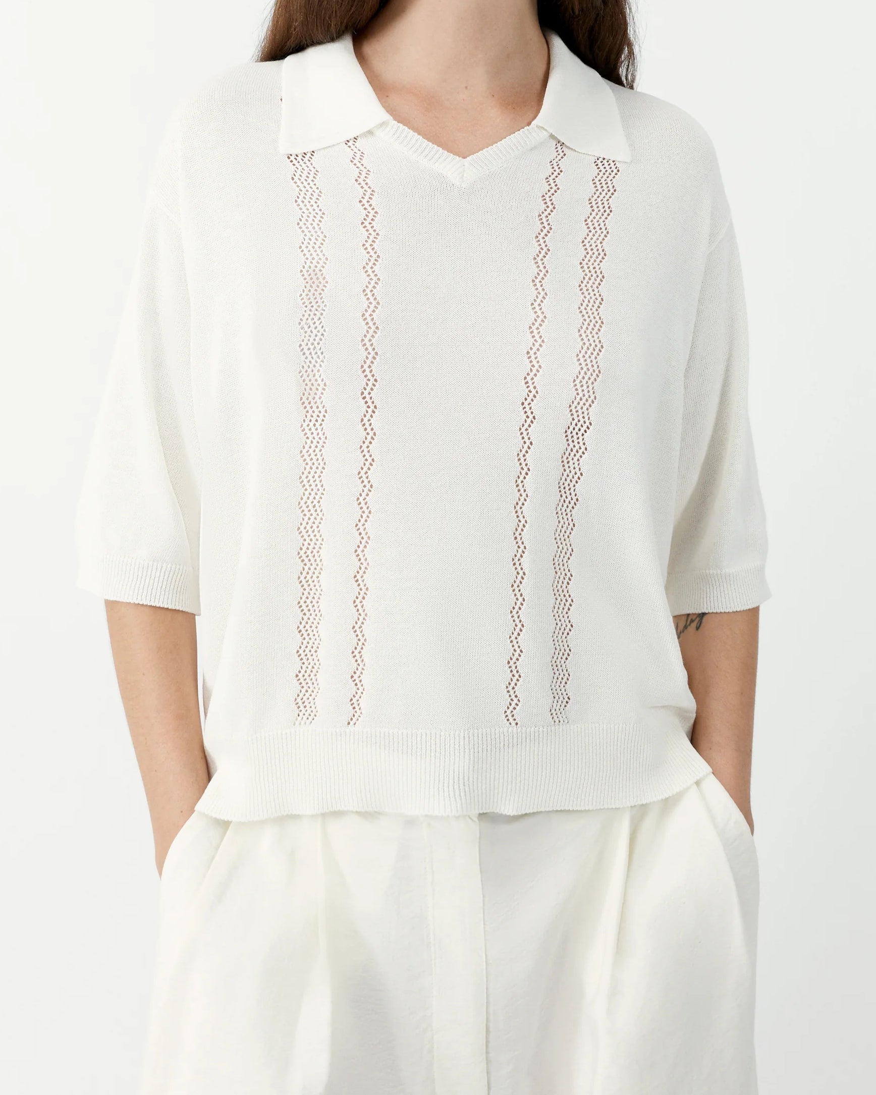 Lace Polo in Garza