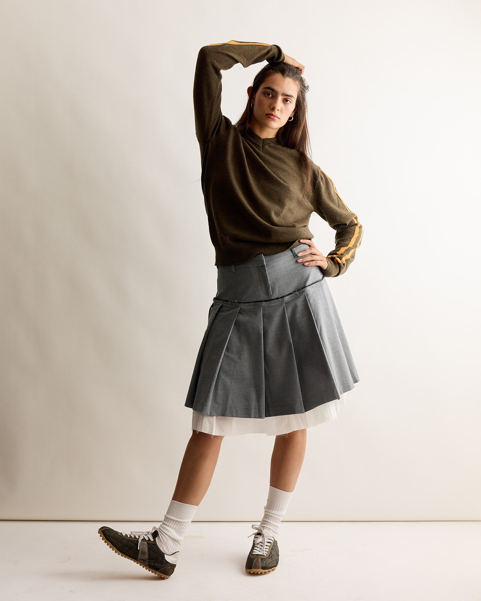Tailored Midi Skirt in Grey