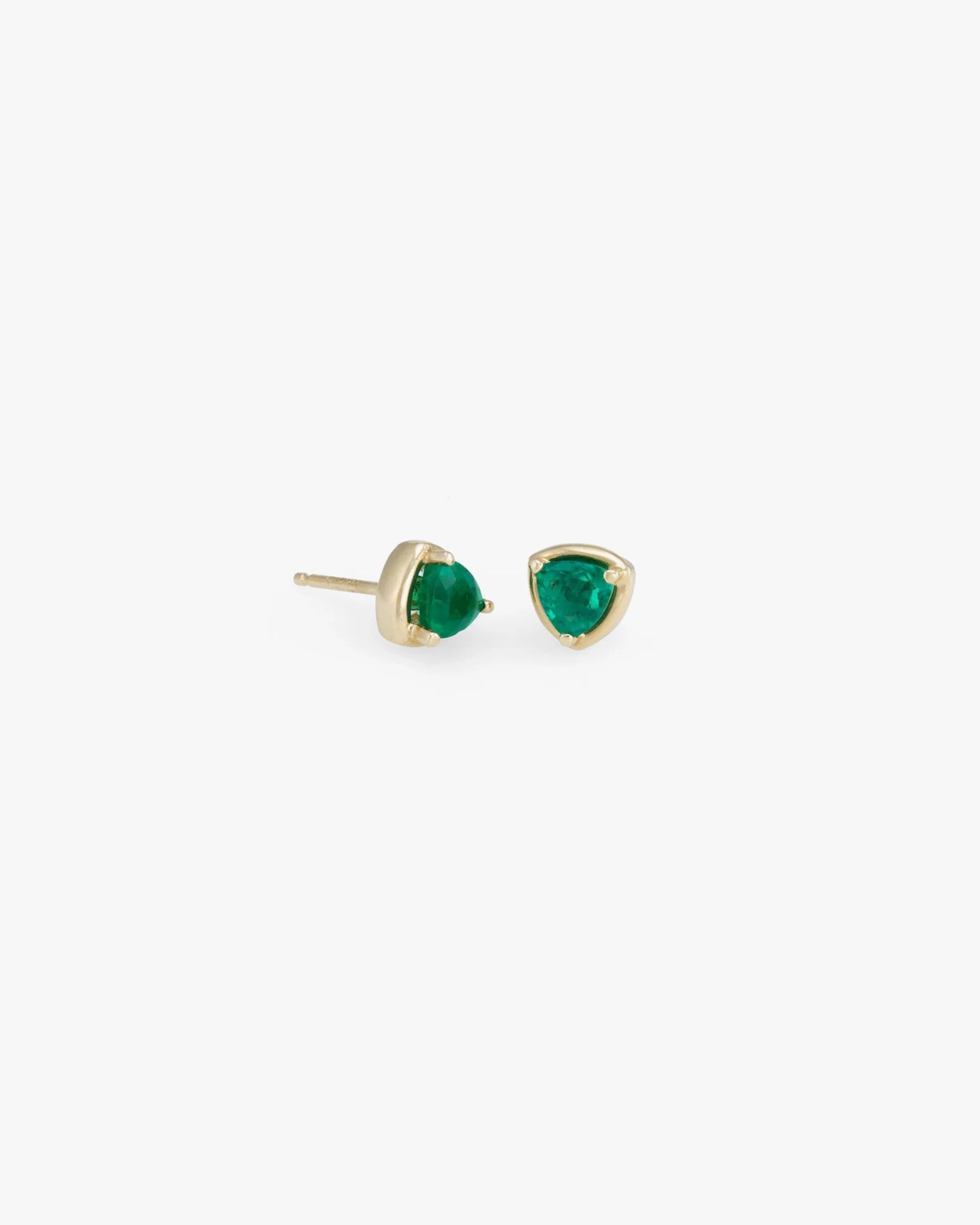 Single Tiny Prism Stud in 14k Yellow Gold / Emerald