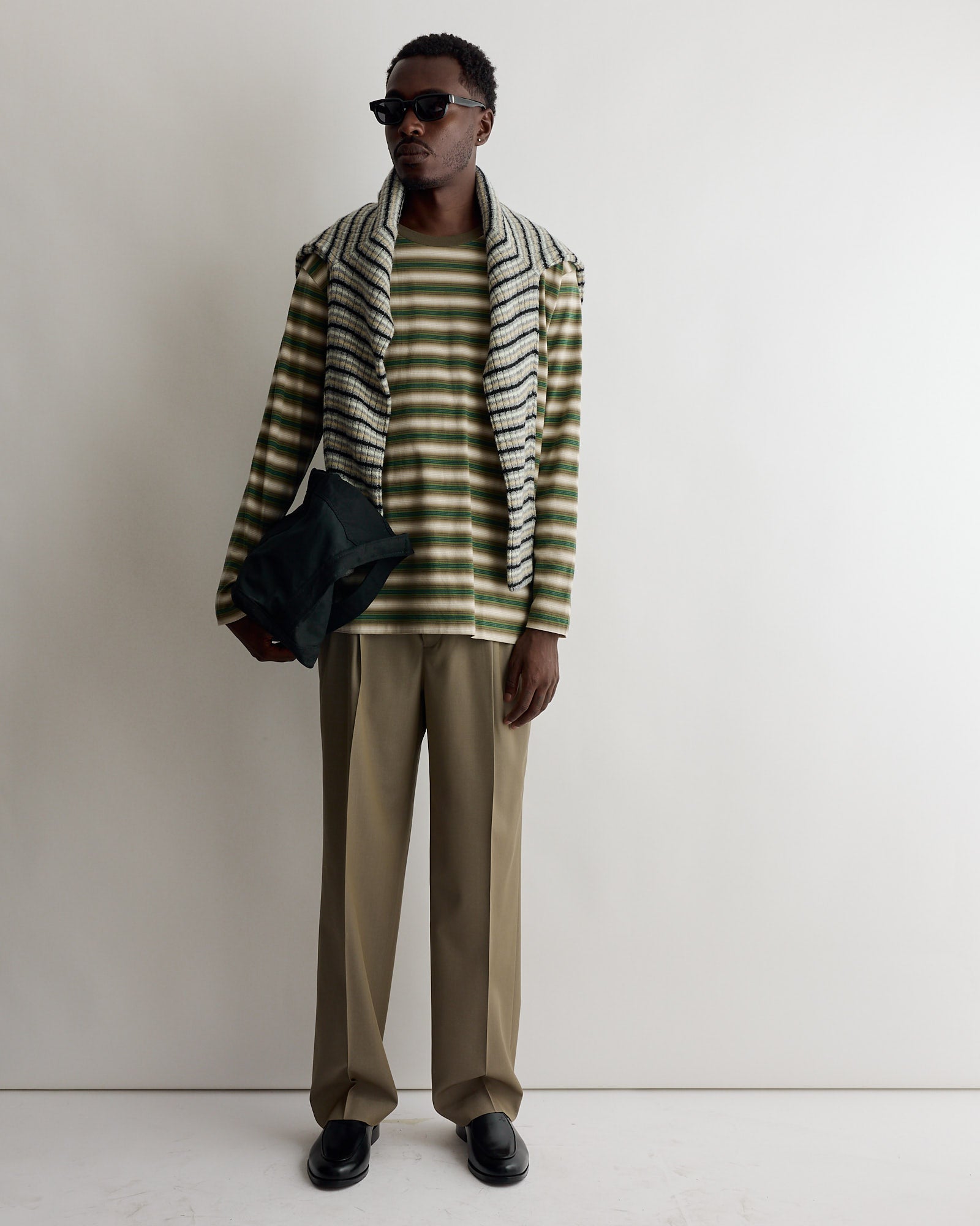 Light Wool Gabardine Two Tuck Slack in Khaki Chambray Light Wool Gabardine Two Tuck Slack in Khaki Chambray