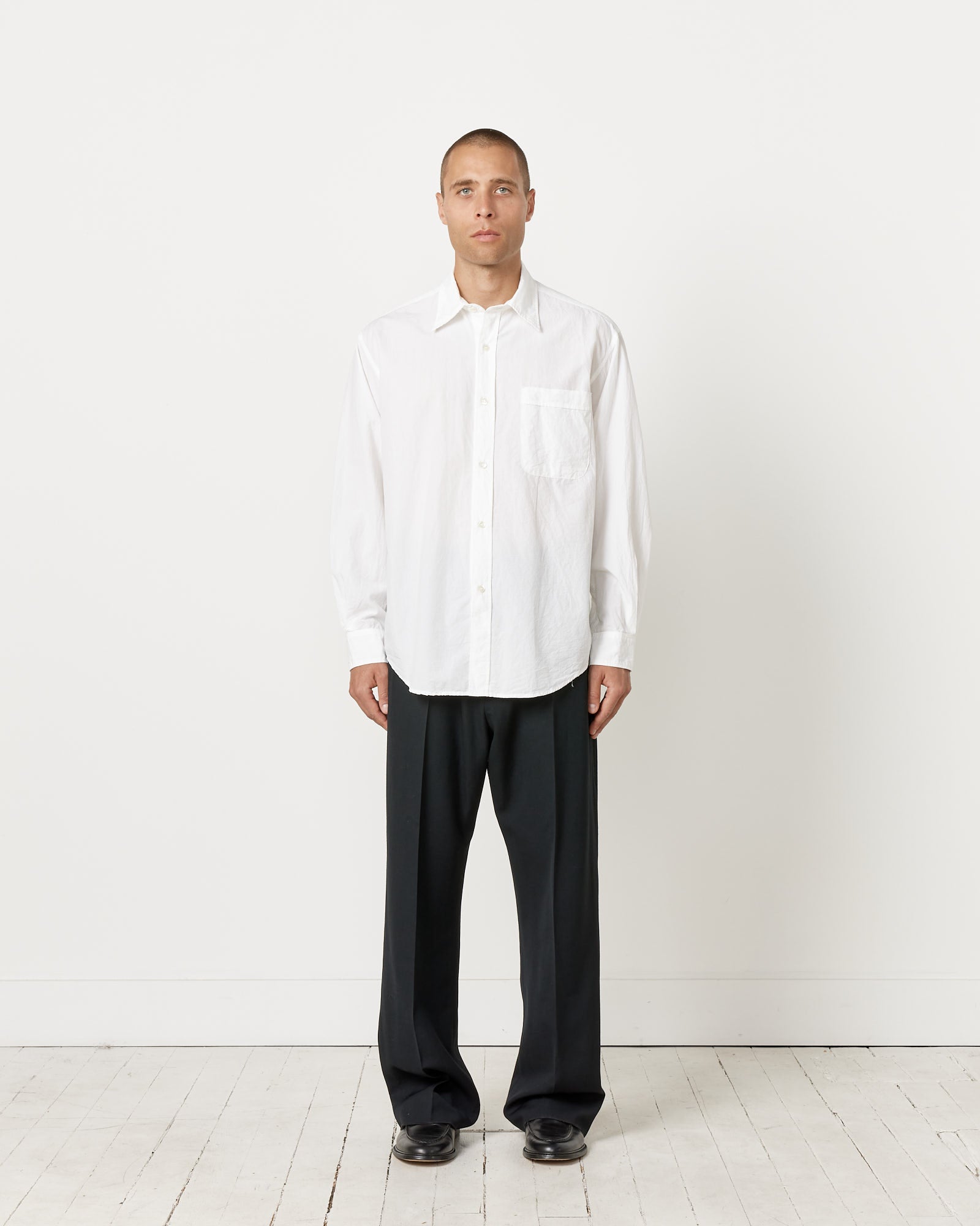 Gio Shirt Long Sleeve in Crushed Cotton White