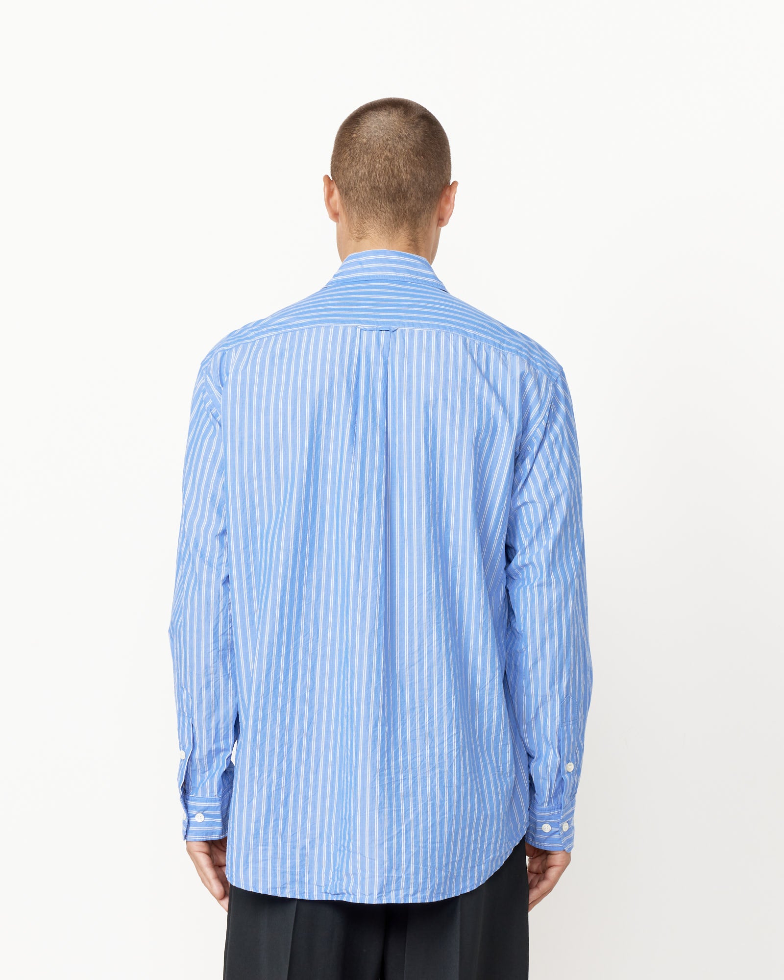 Gio Shirt Long Sleeve in Crushed Cotton Blue Stripe