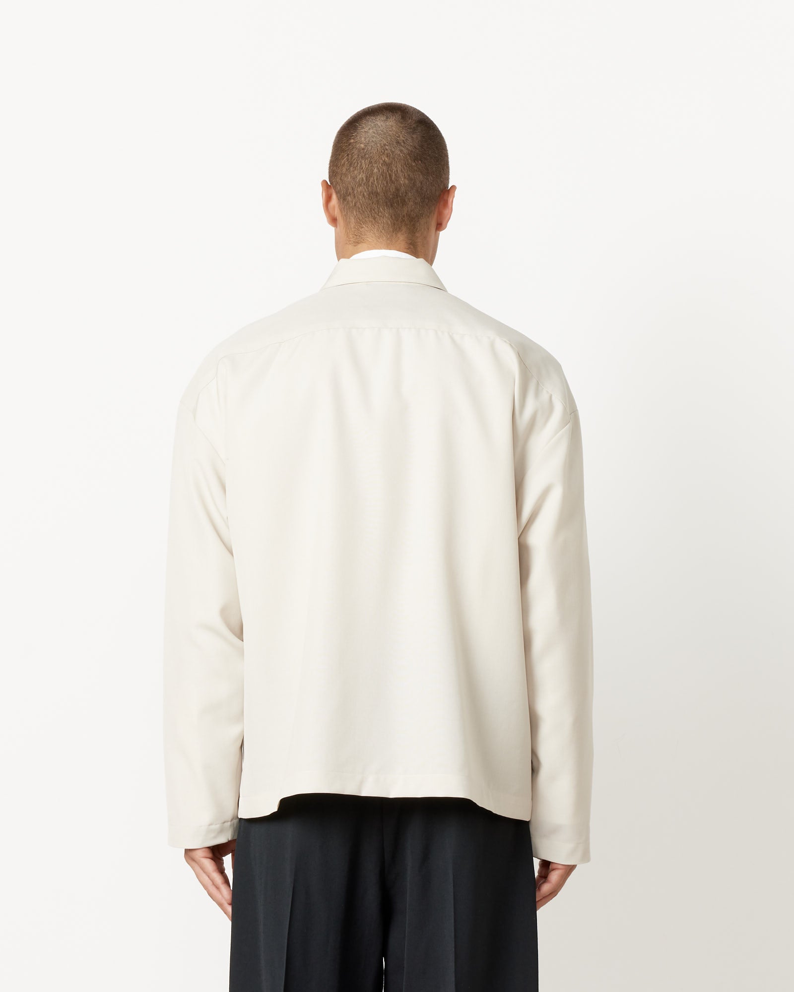 Enzo Shirt Long Sleeve in Tropical Wool Crema