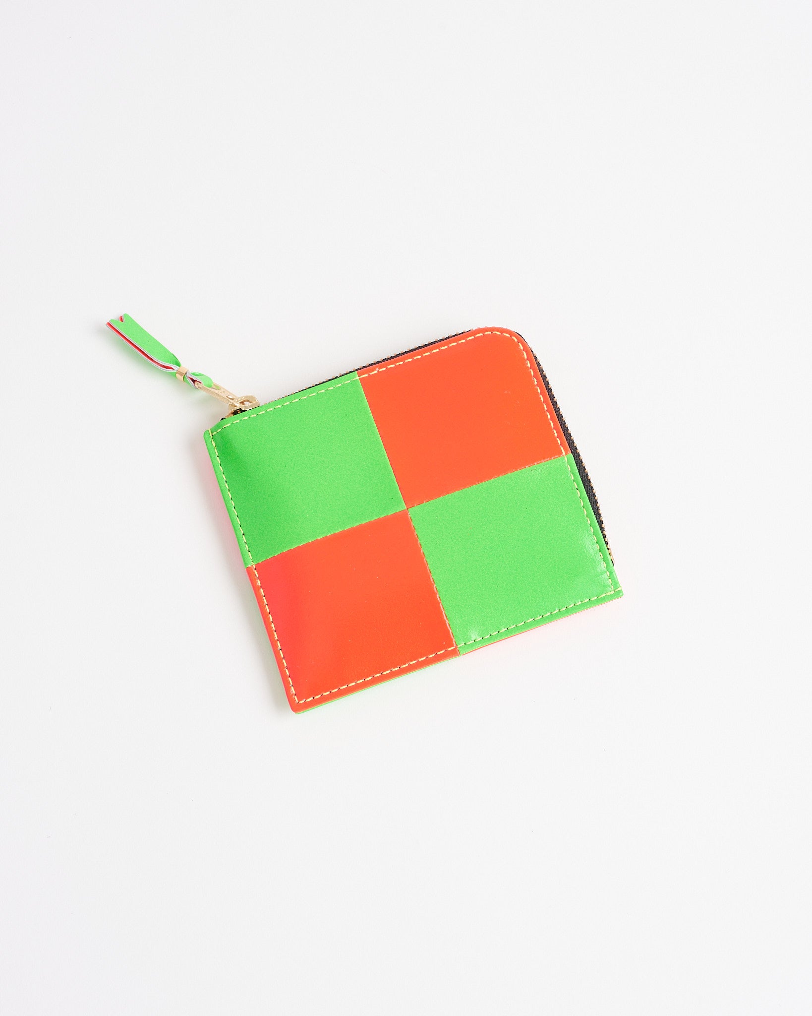 Fluorescent Square Classic Wallet in Green & Orange
