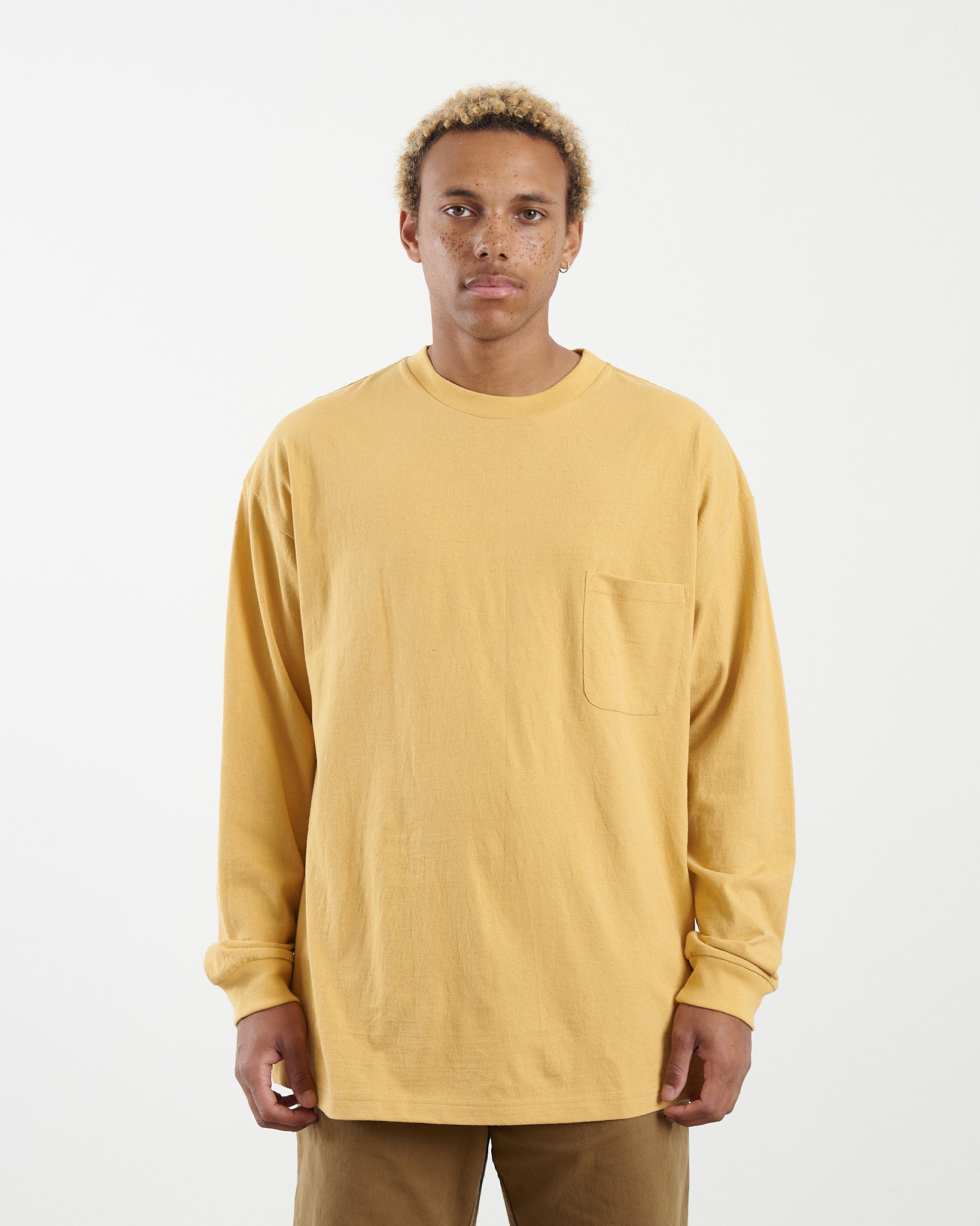 Recycled Natural Dye Long Sleeve Tee in Mustard