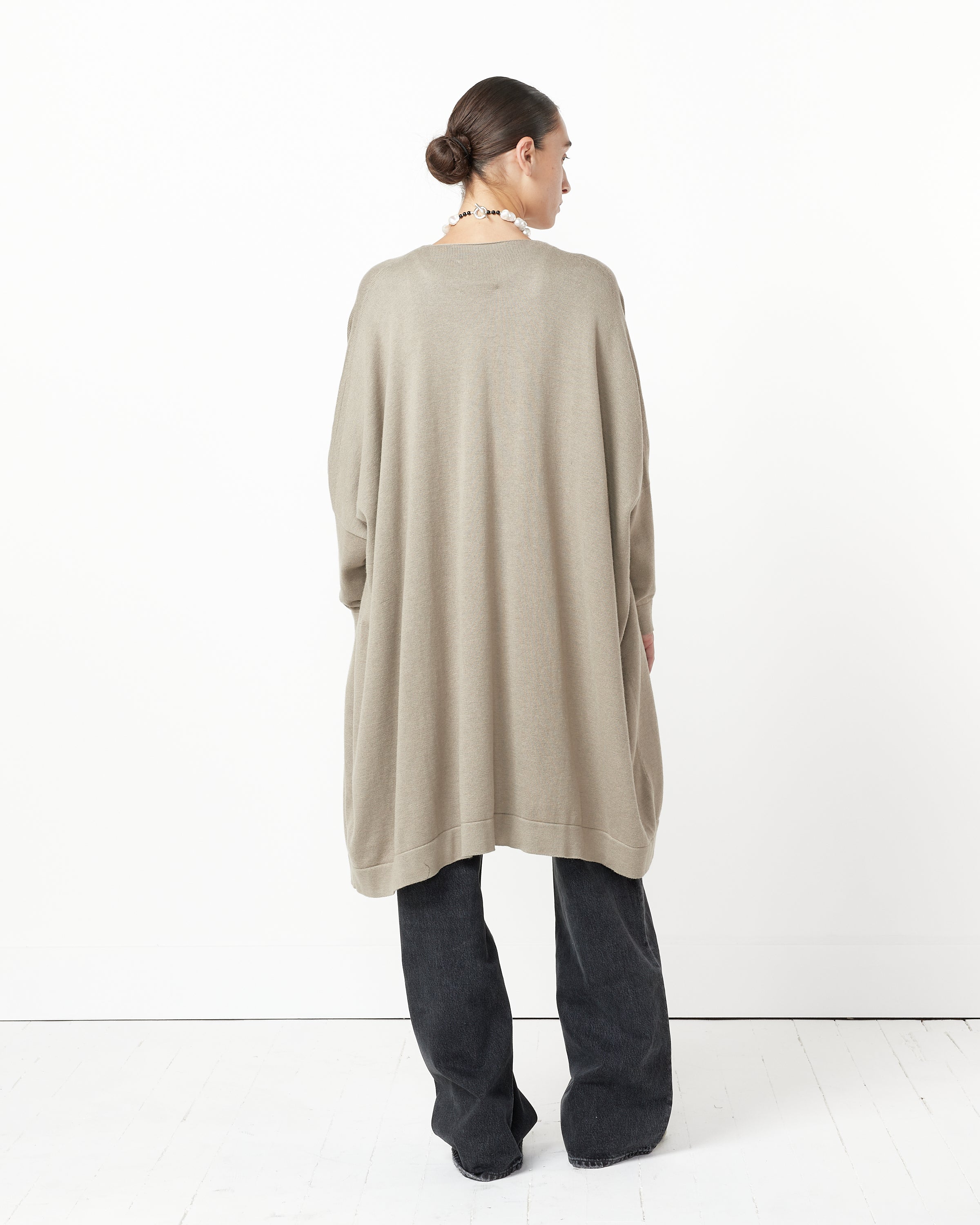 Wide Button Cardigan in Stone