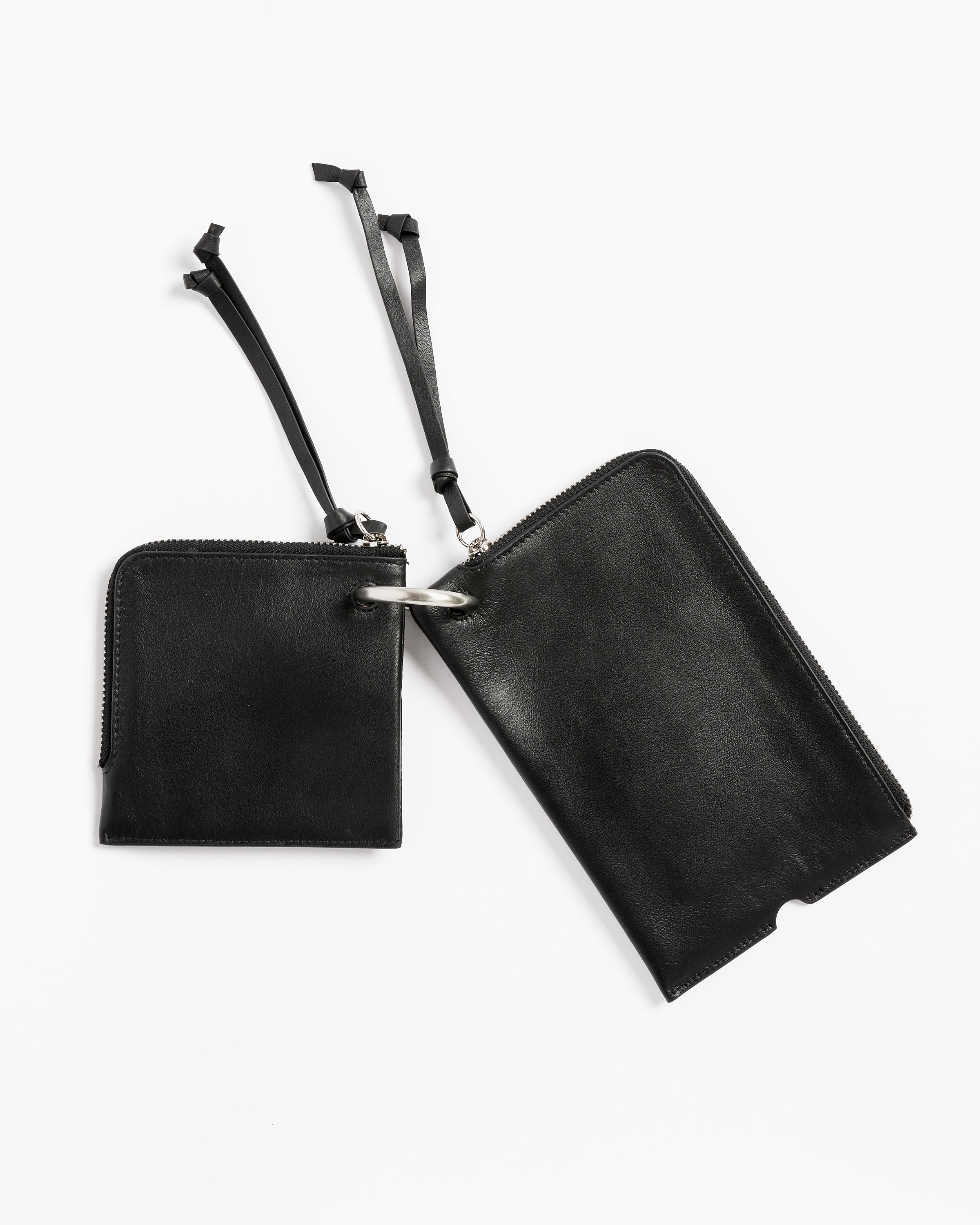 Leather Cord Card Holder in Black