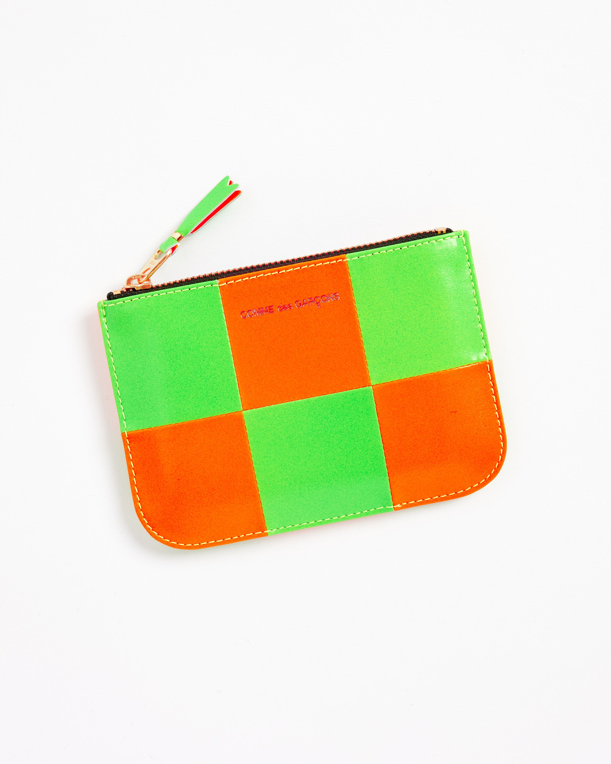 Fluorescent Square Classic Wallet in Light Orange & Green