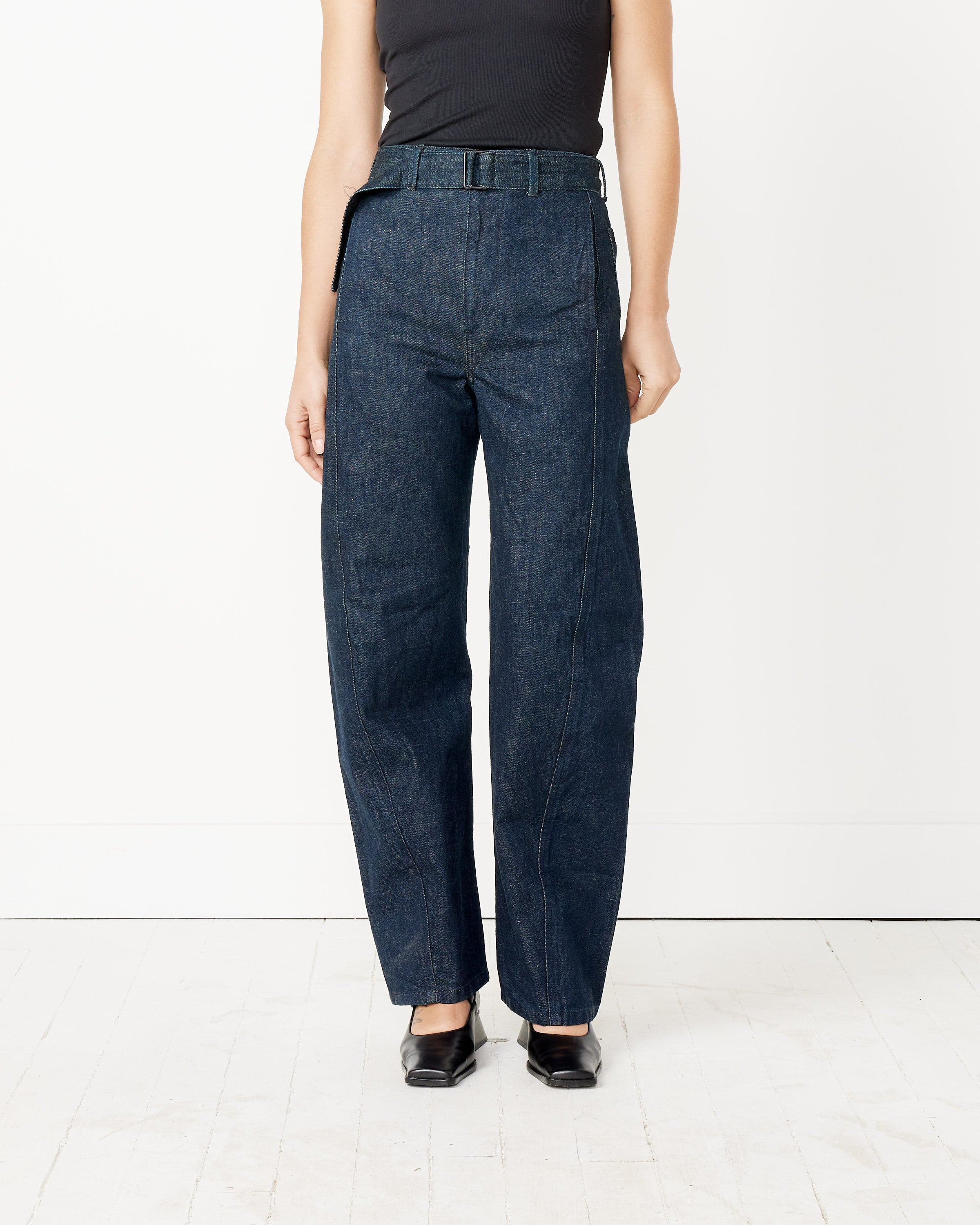 Twisted Belted Pant in Denim Indigo