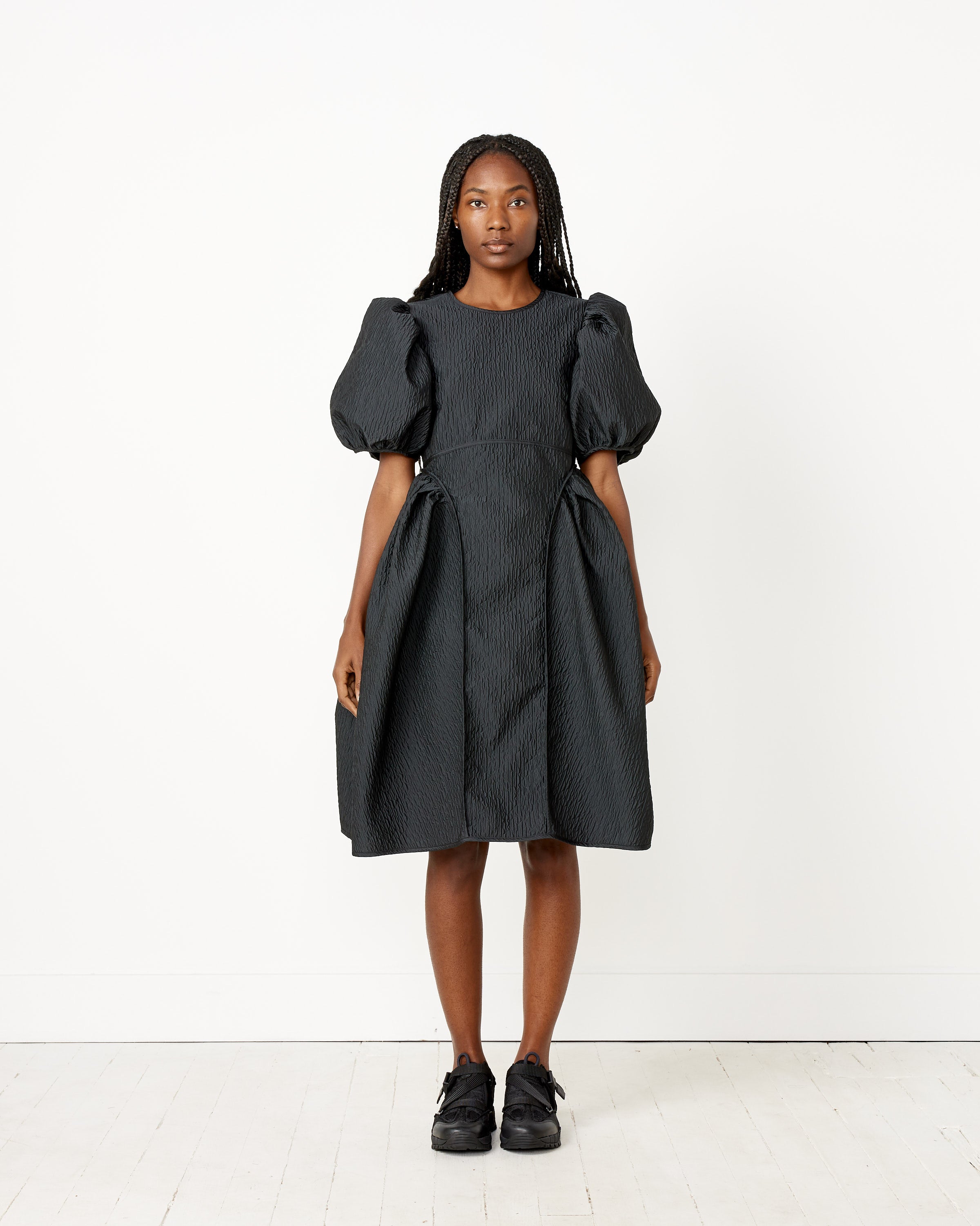 puffy midi dress Plum Short Puff Sleeve Gathered Side AX Paris shaped neckline and tie PUFF SLEEVES MIDI DRESS