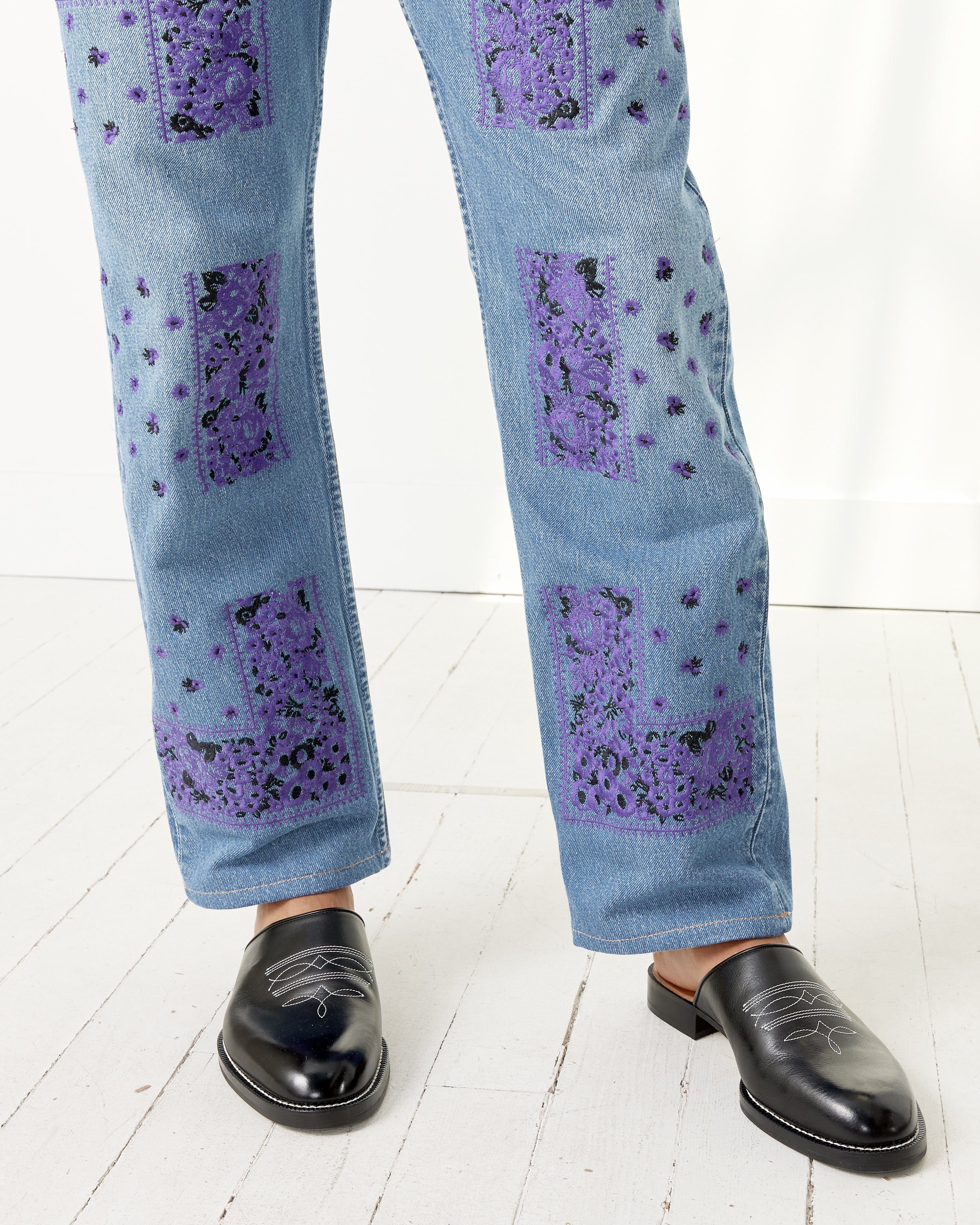 Bandana Embroidery Denim Pants
