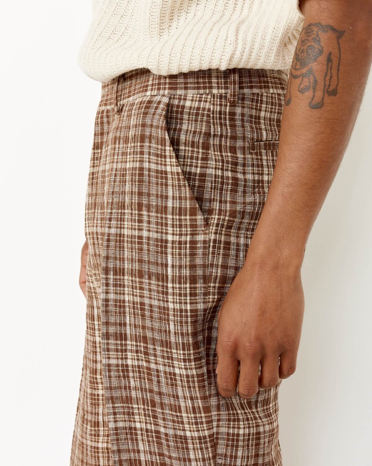 Linen Silk Check Slack