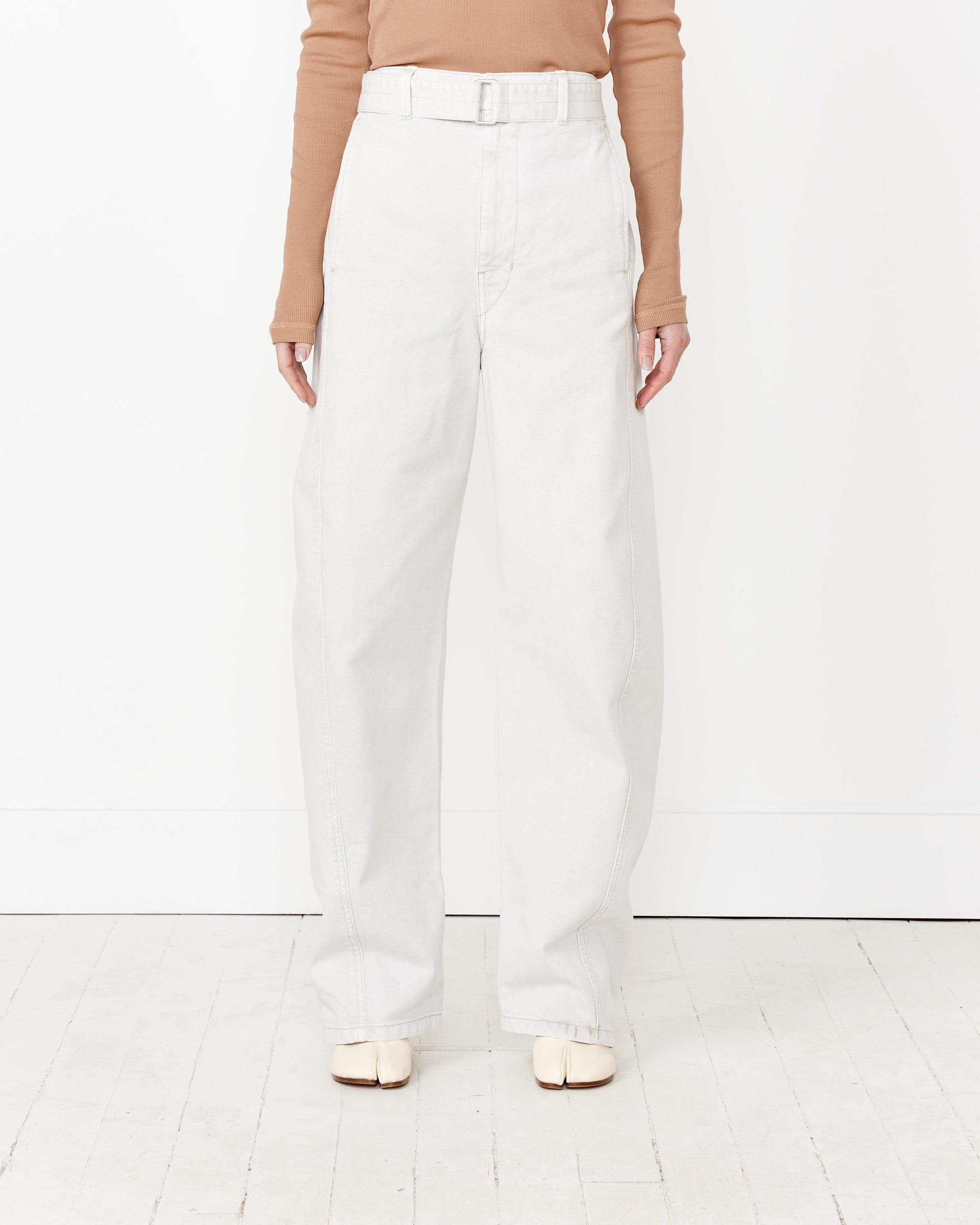 Twisted Belted Denim Pants Snow