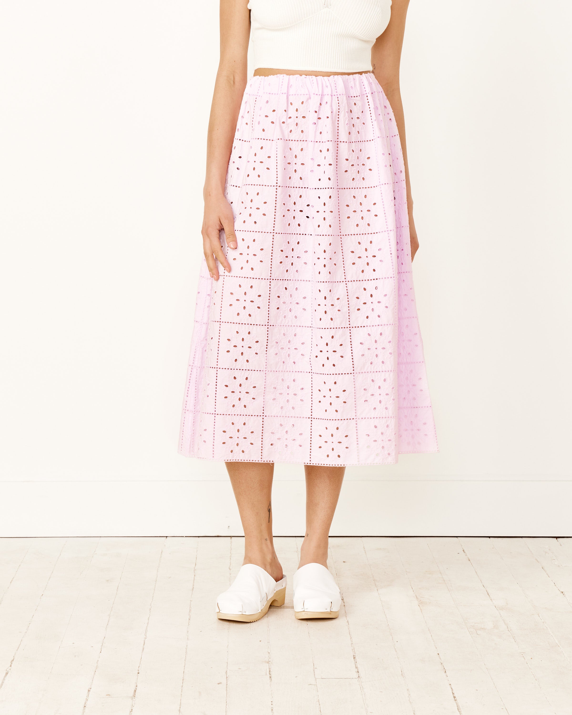 Broderie Anglaise Skirt in Pink Tulle