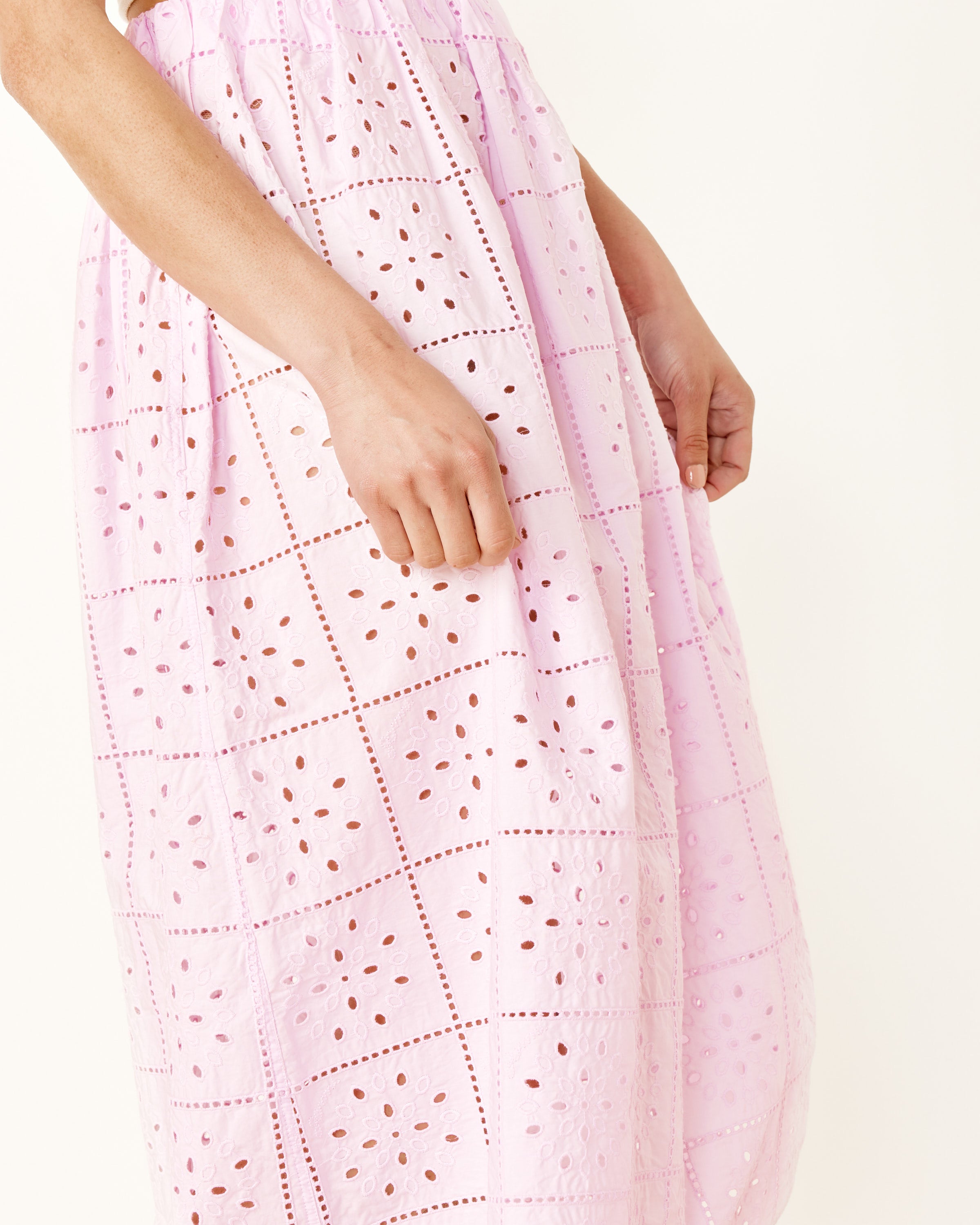 Broderie Anglaise Skirt in Pink Tulle
