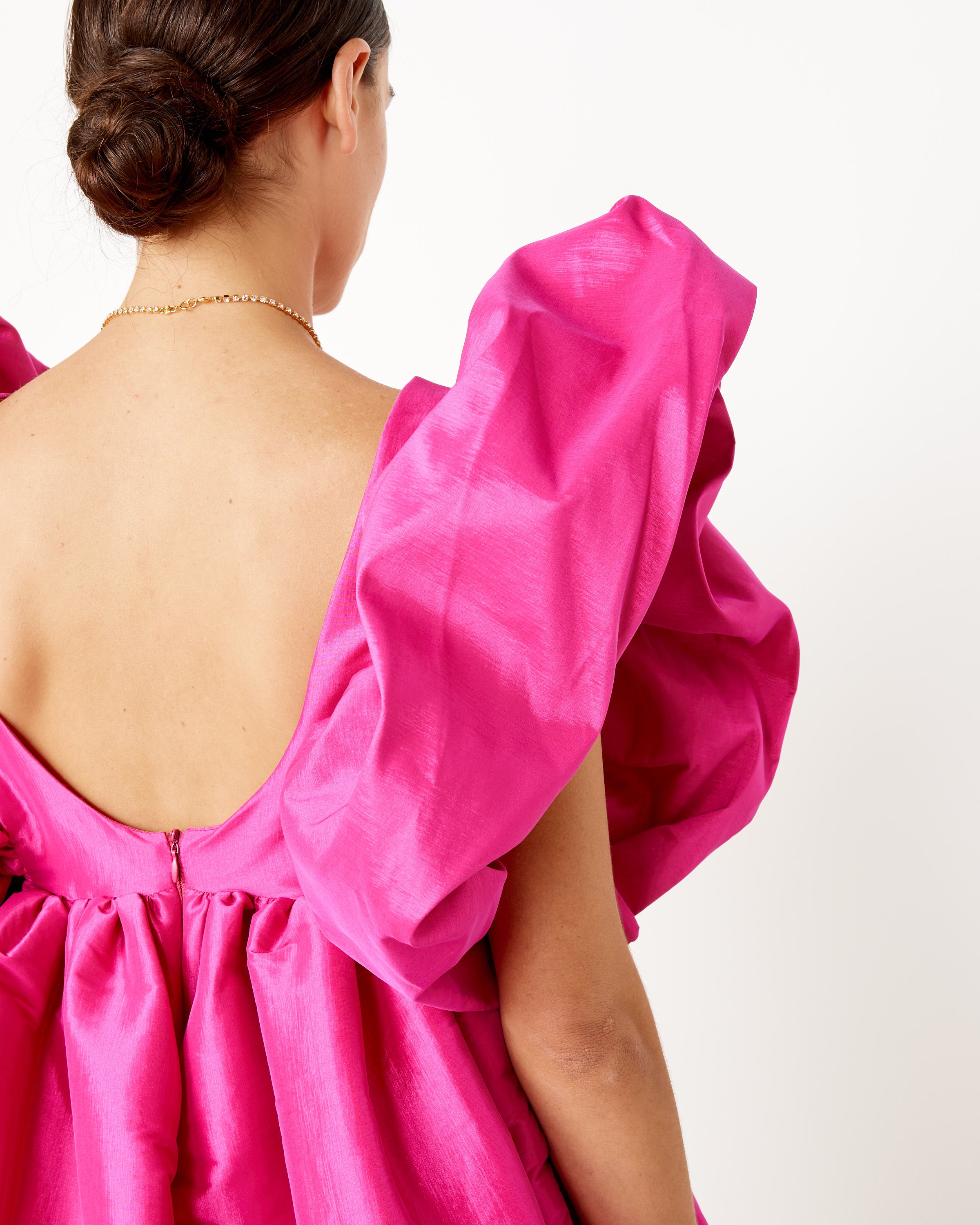 kika vargas pink dress Kika Vargas Lily Bow-shoulder Taffeta Midi Dress
