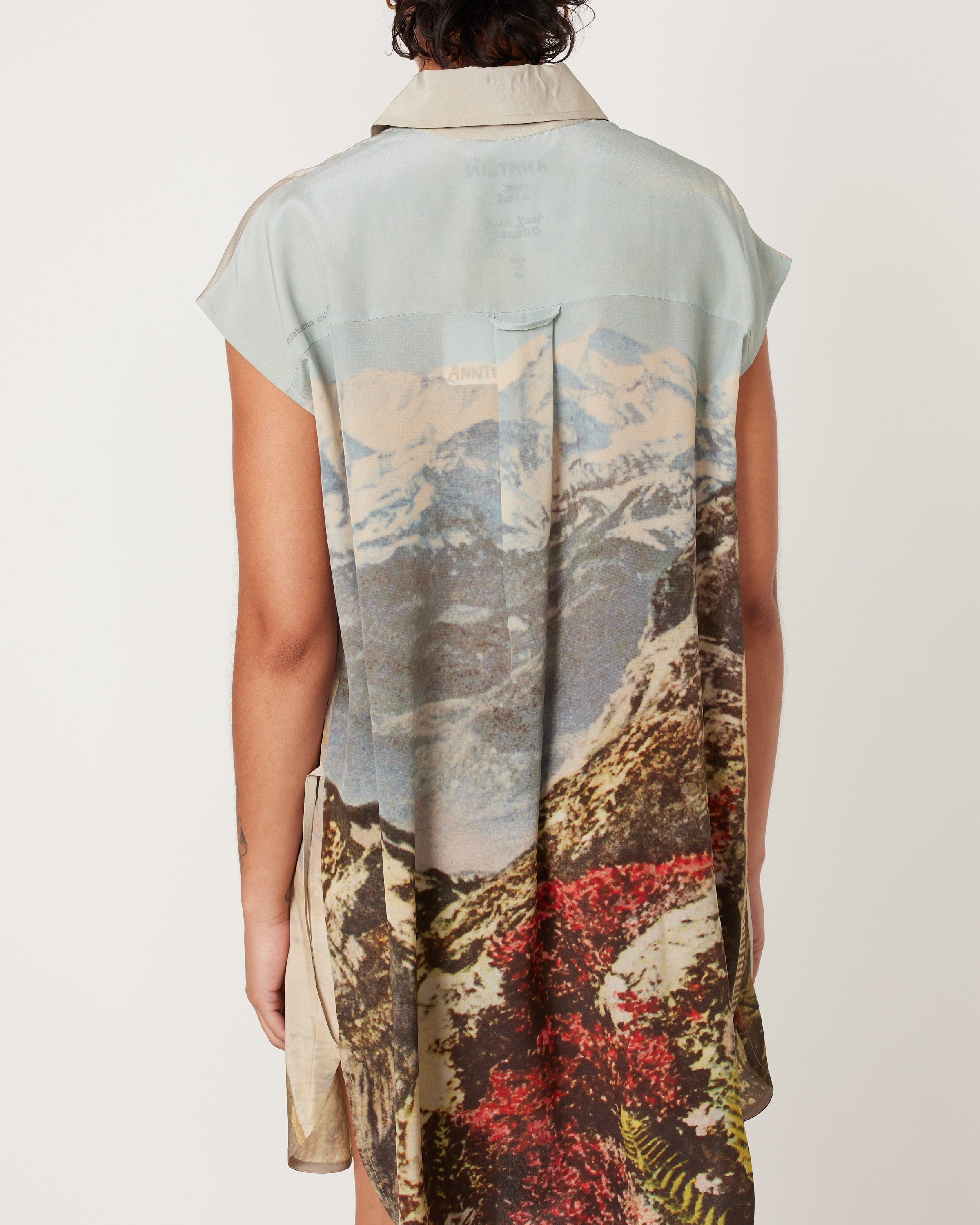 Silk Shirt Long Dress in Postcard Alpenrose