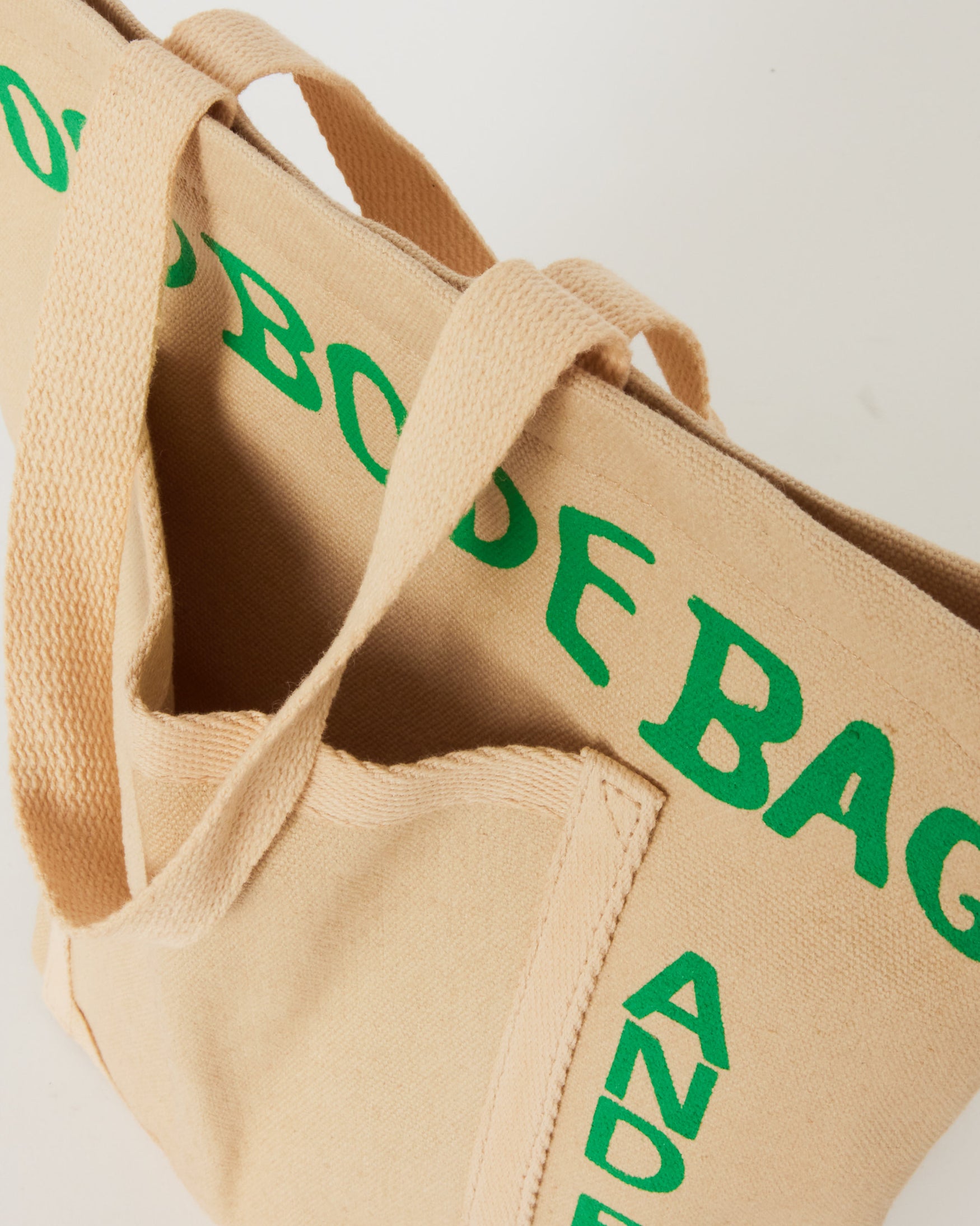 tote bag in ecru & dark green