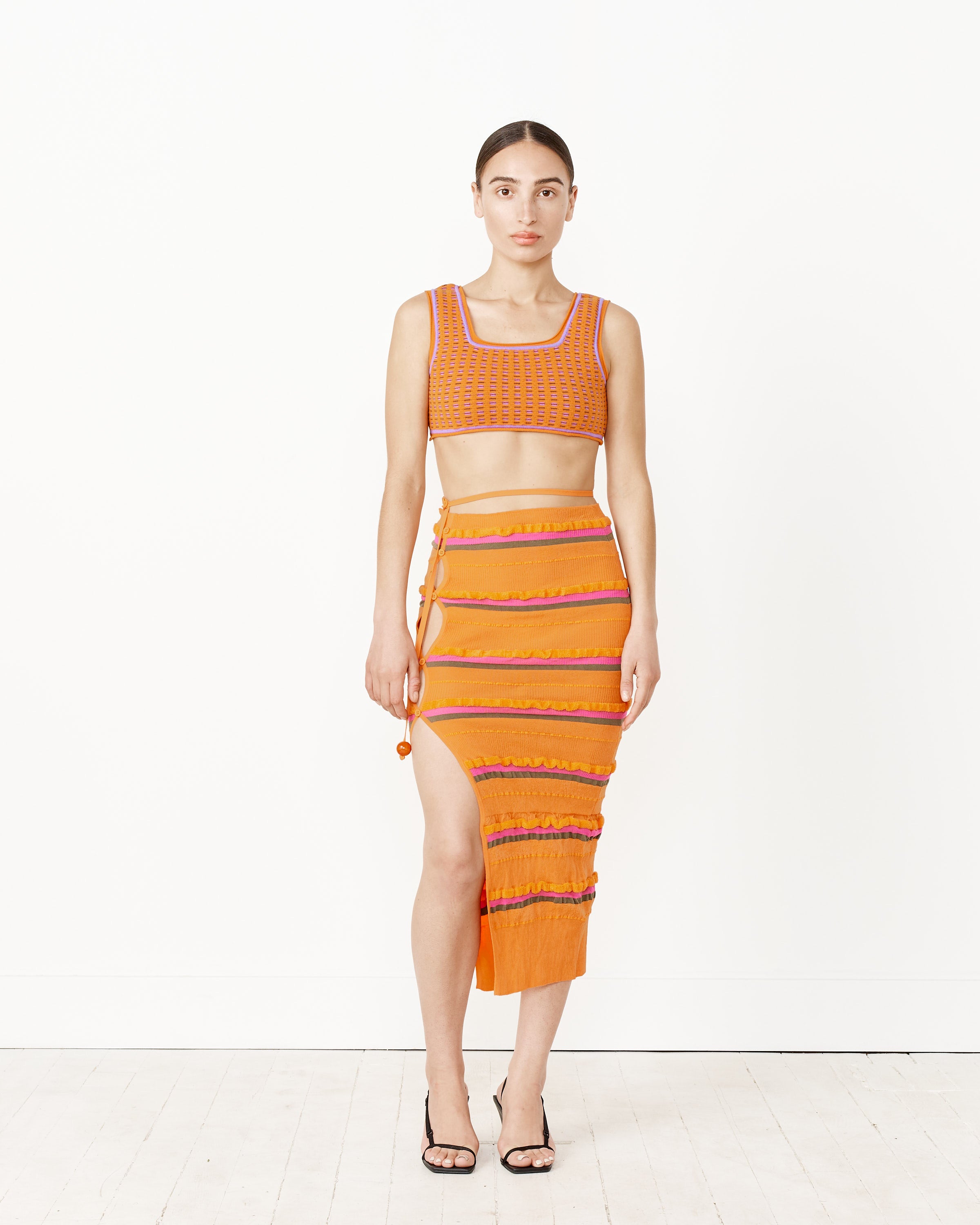 La Jupe Maille Concha Skirt in Orange