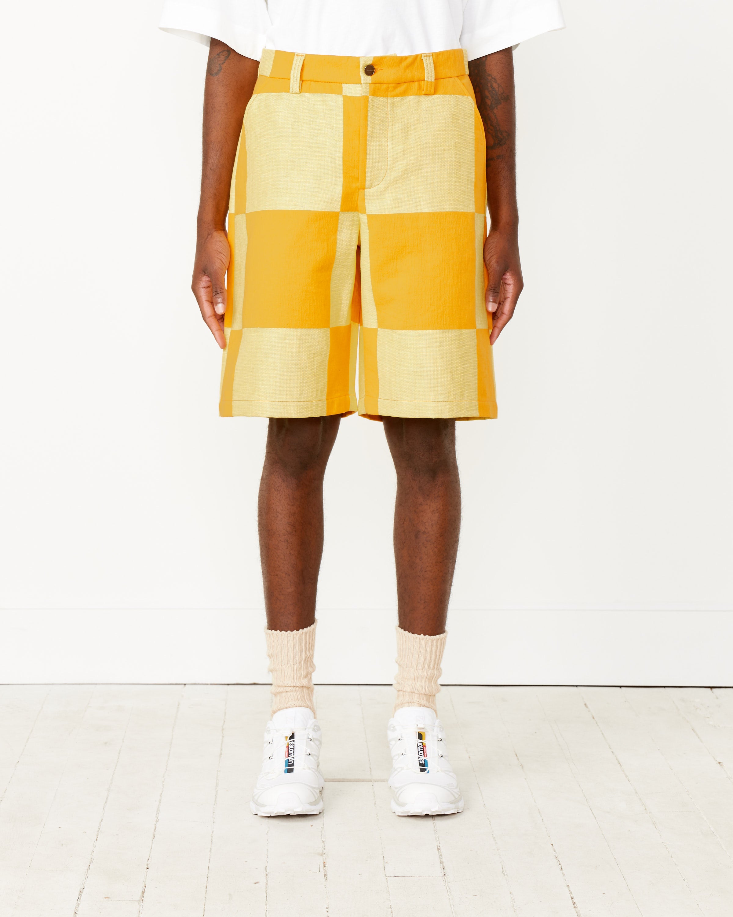 Le Tecido Shorts in Yellow Checks