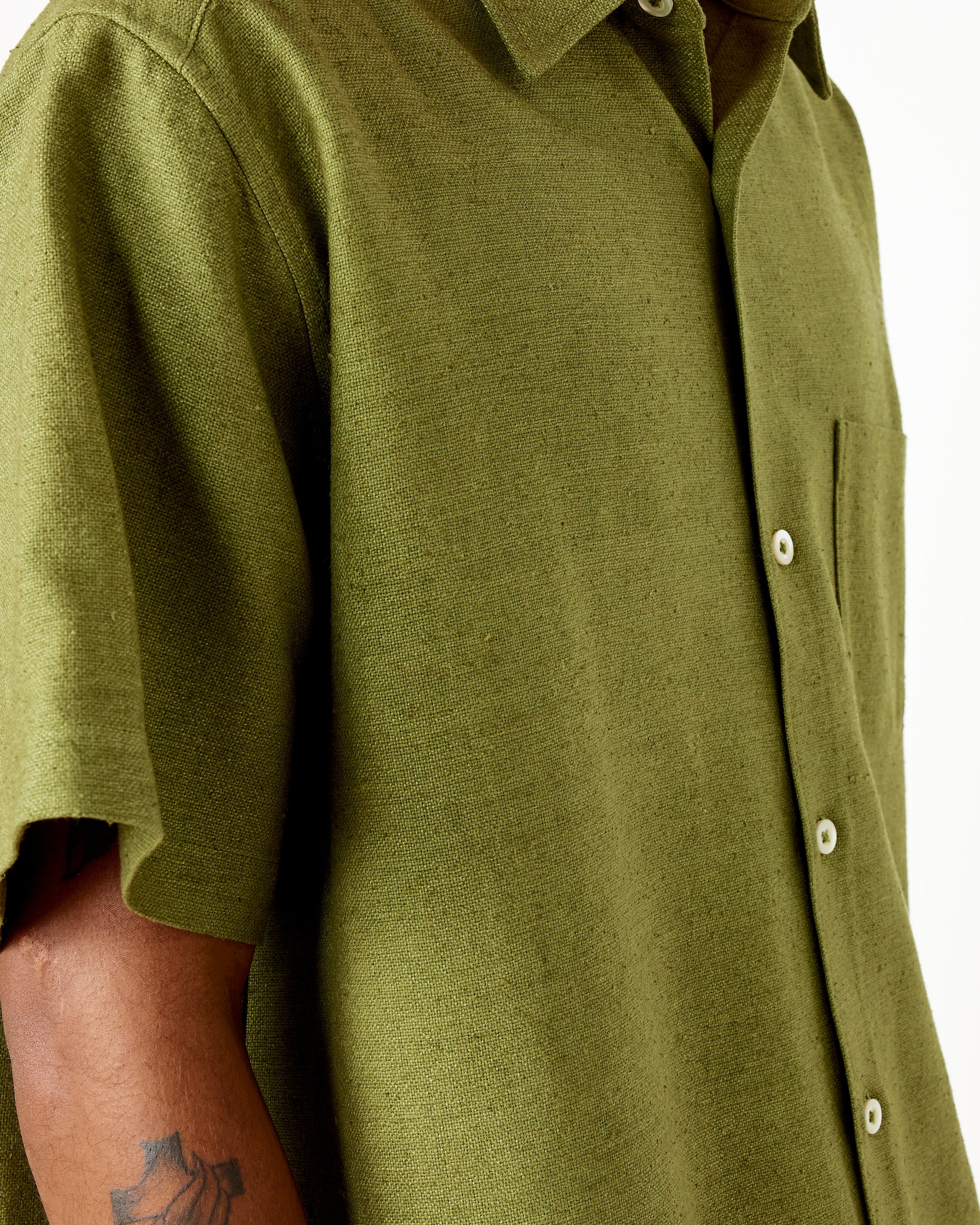Routine Short Sleeve Handwoven Silk Shirt