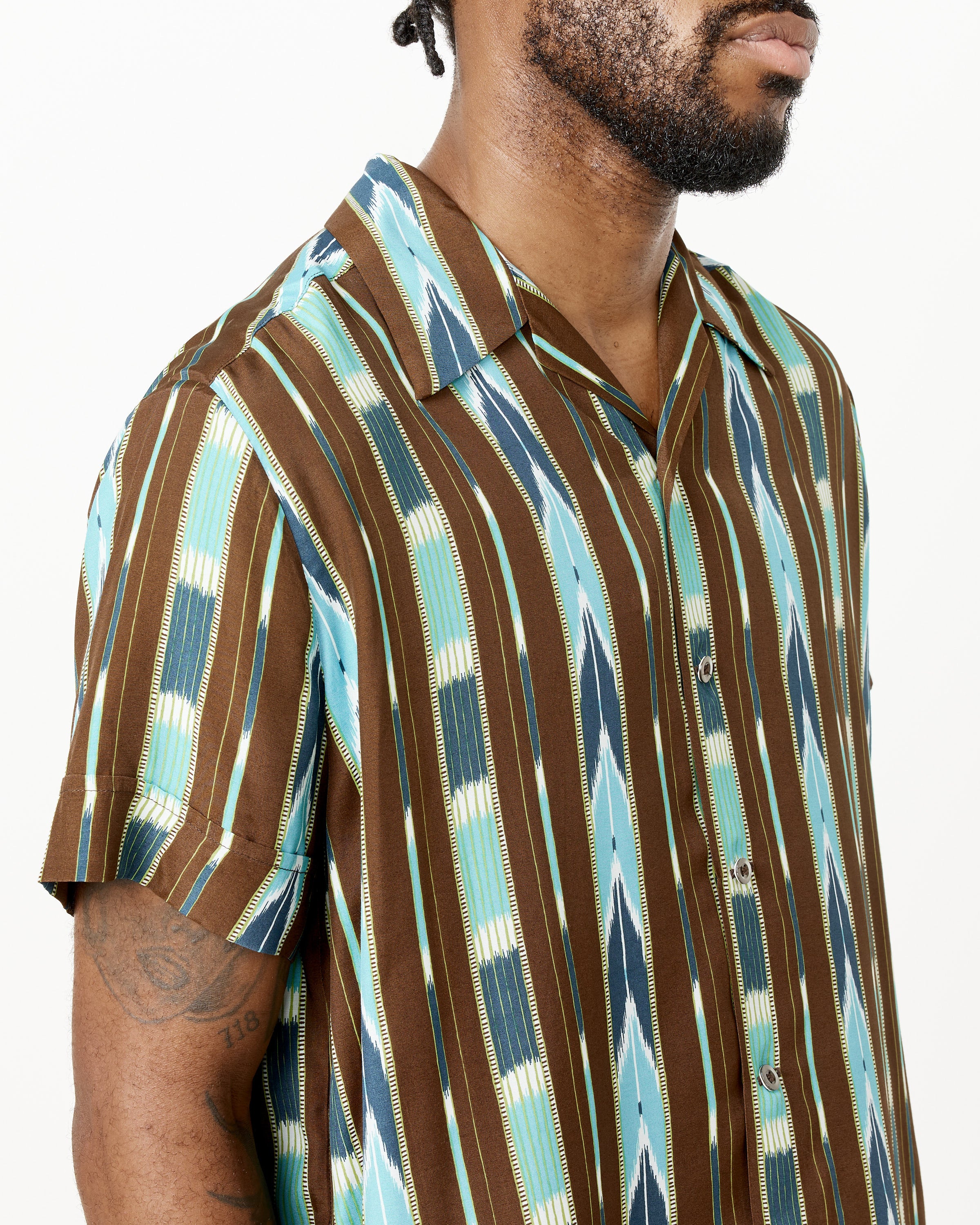 Rayon Beaded Stripe Zach Short Sleeve Shirt