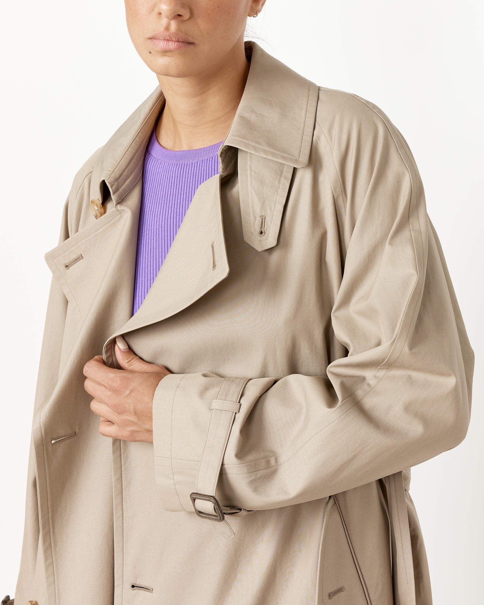 Washed Fine Chambray Trench Coat