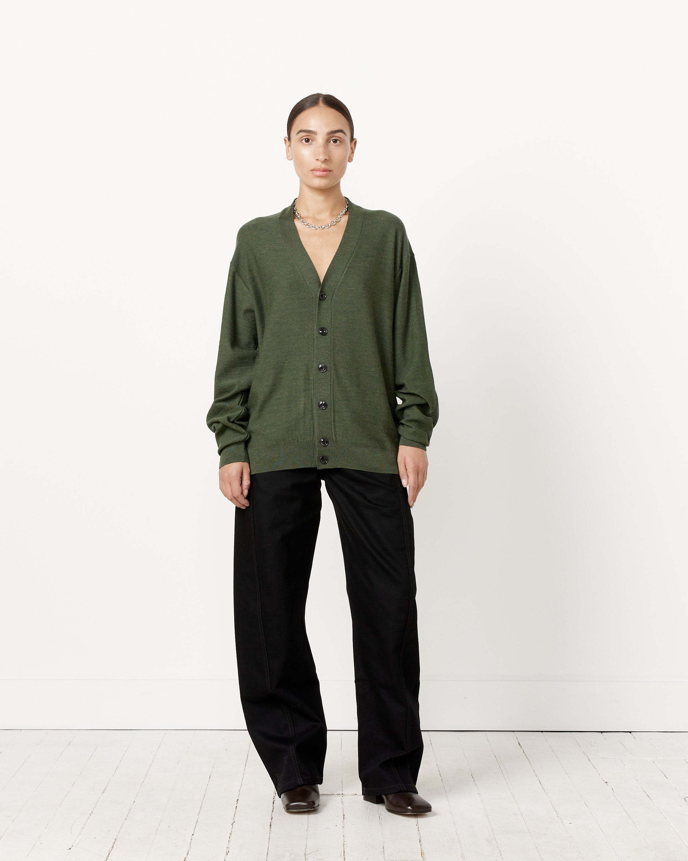 Relaxed Twisted Cardigan in Ivy Green