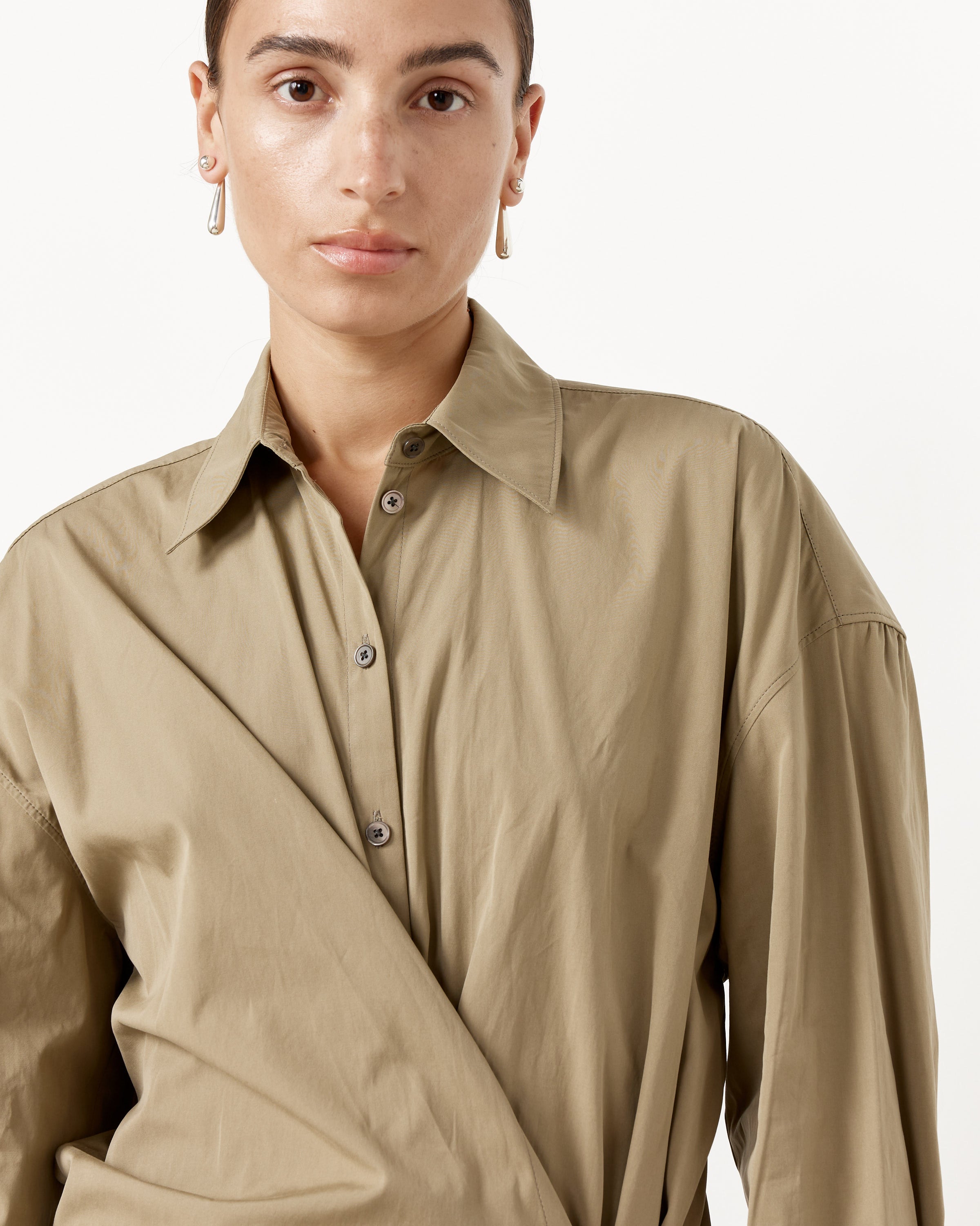 lemaire twisted shirt dress Lemaire Women's Twisted Cotton Midi Dress - White